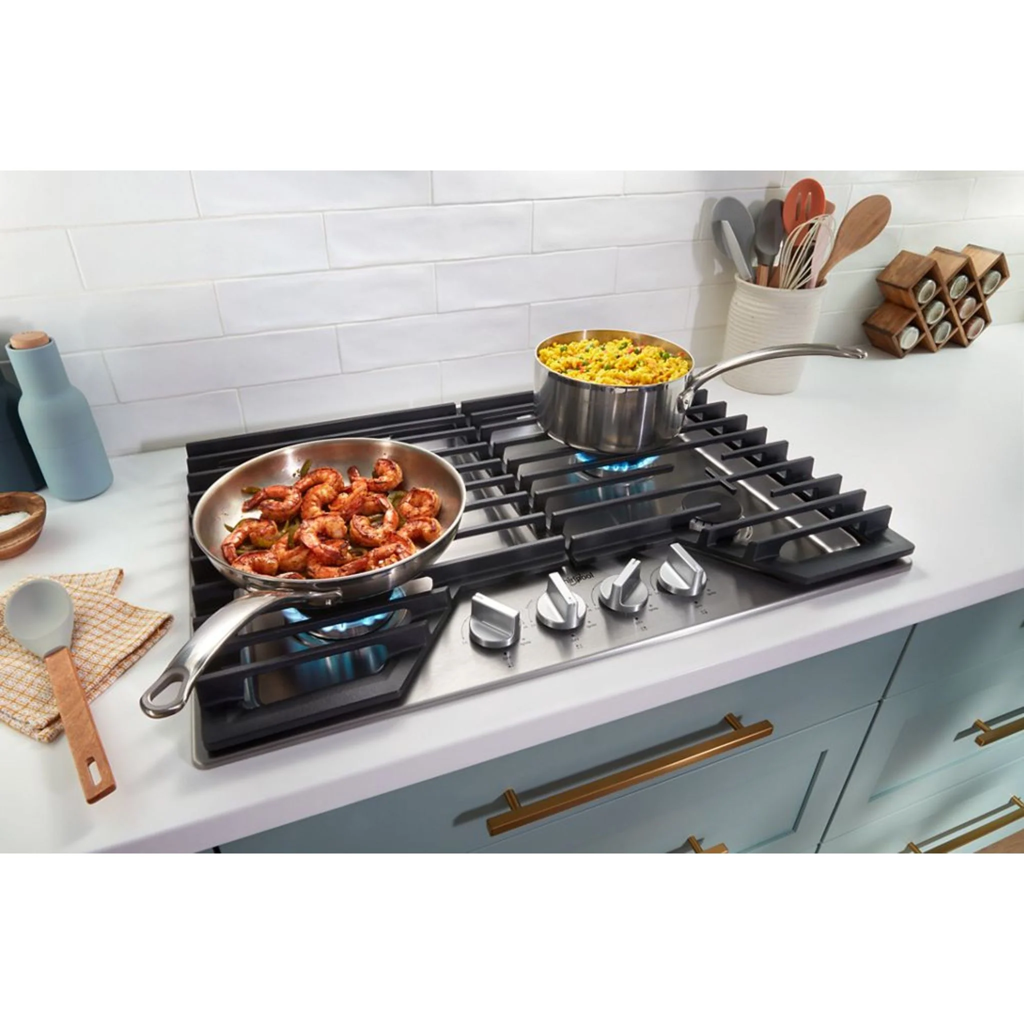 Whirlpool 30-inch Gas Cooktop with Fifth Burner -Stainless Steel (WCGK7030PS) - Image 9