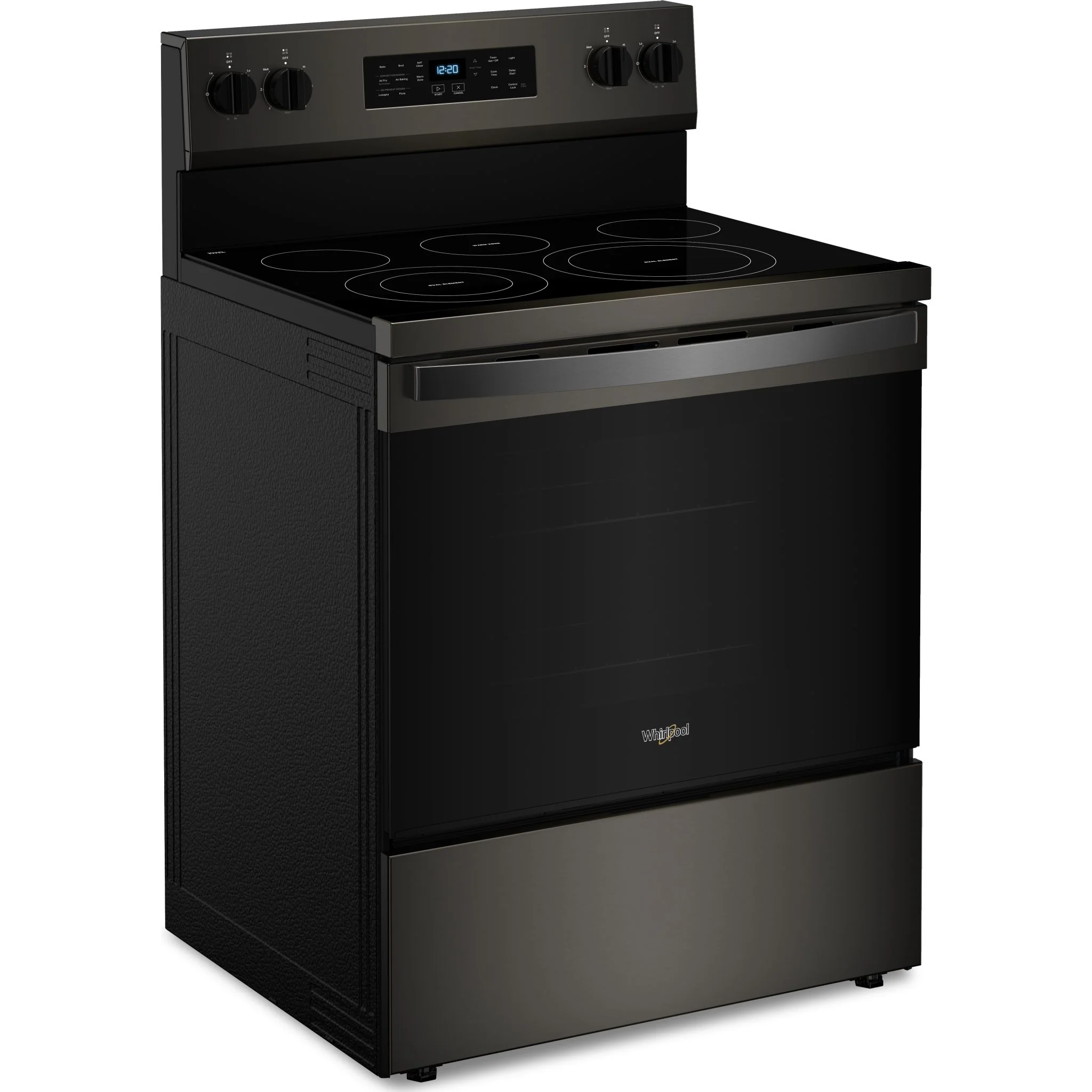 Whirlpool 30-Inch ENERGY STAR Electric Range with Air Cooking Technology, No Preheat Air Fry & Self Clean - Black Stainless Steel (YWFES5030RV) - Image 2