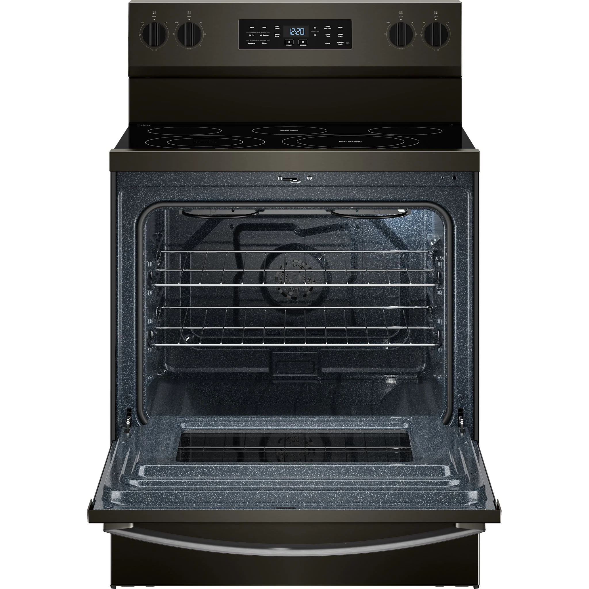 Whirlpool 30-inch Electric Range with Air Cooking Technology -Black-on-Stainless (YWFES5730SV) - Image 4
