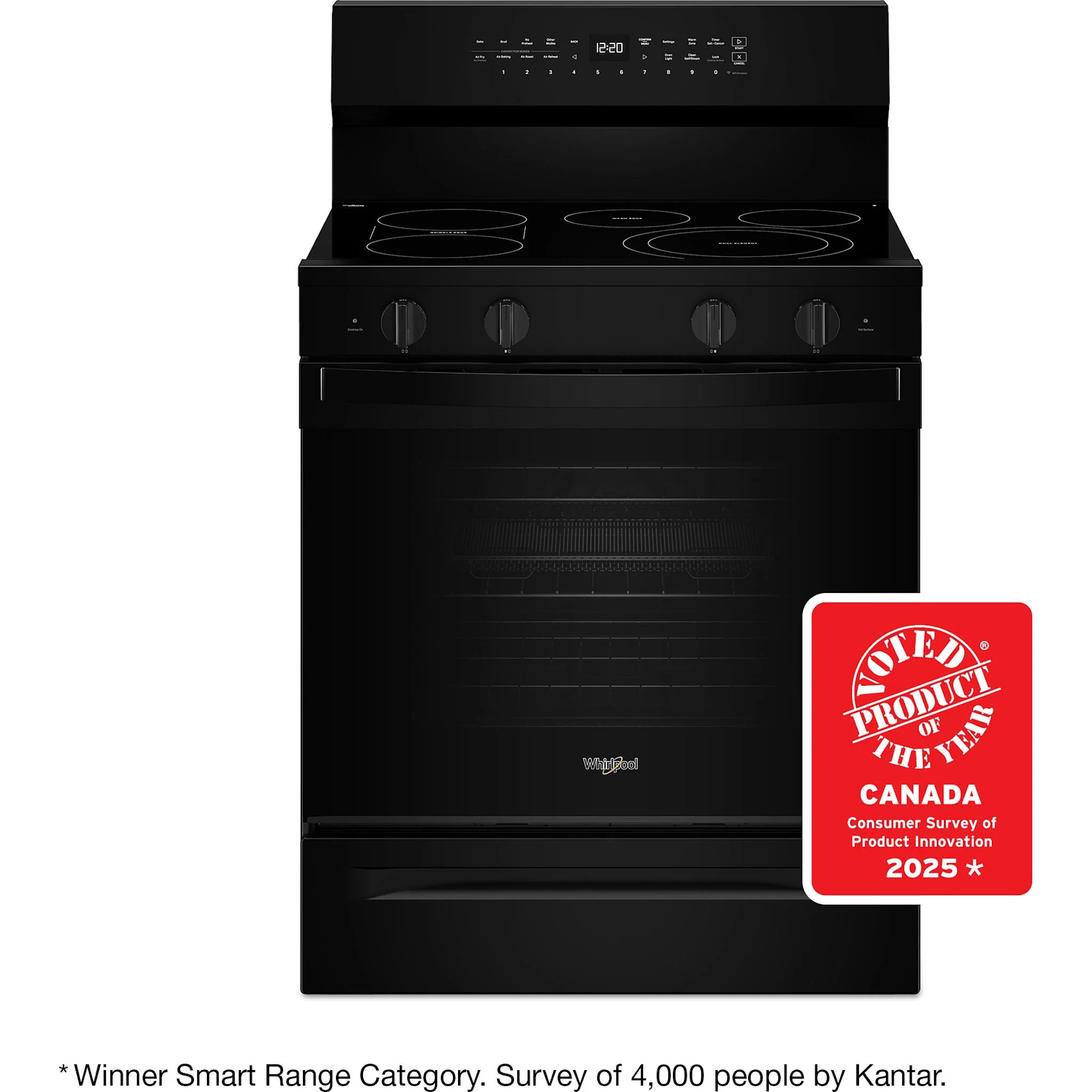 Whirlpool 30-Inch Smart Electric Range with Air Fry, High Speed Preheat, WipeClean Coating & Steam/Self Clean - Black (YWFES7530RB) - Image 6