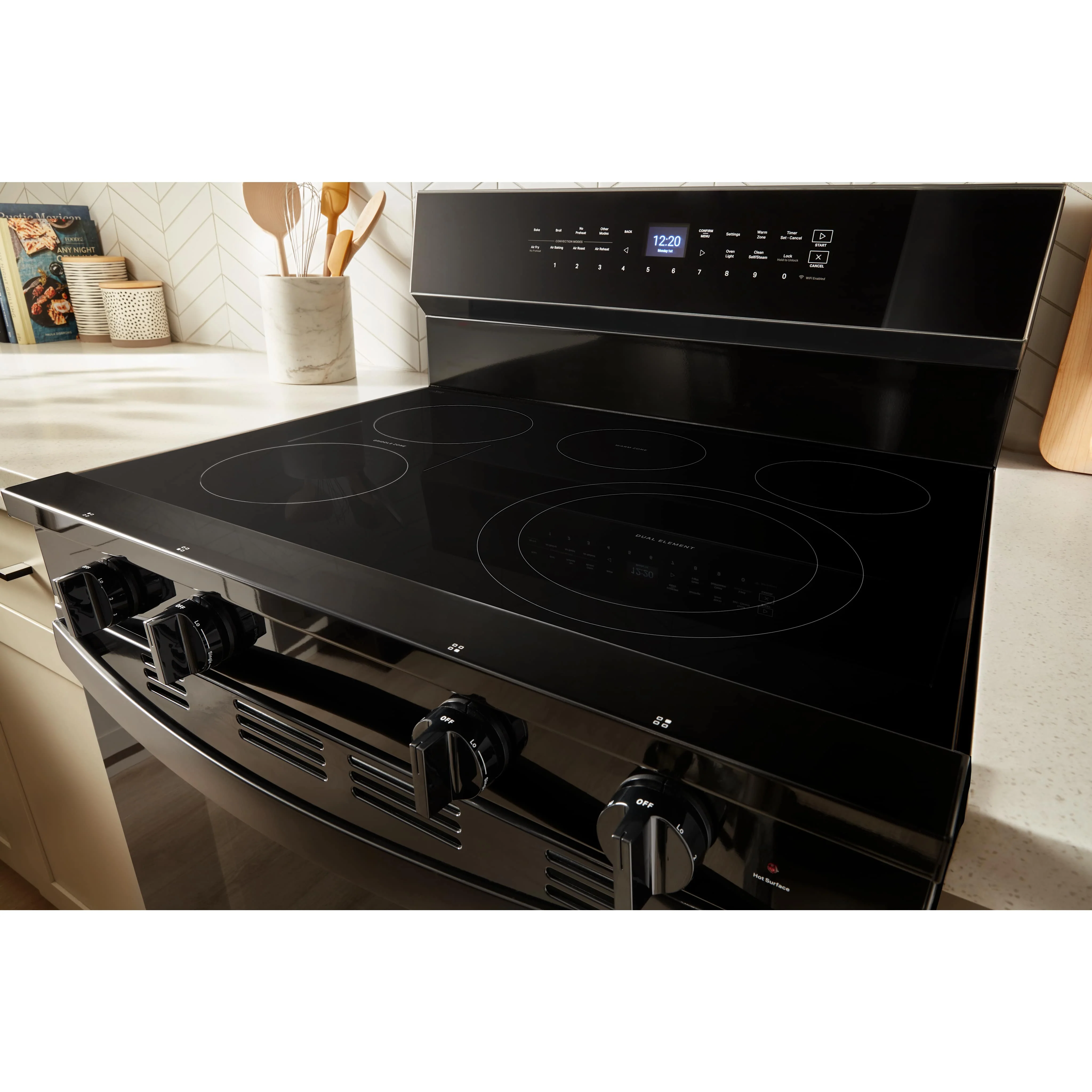 Whirlpool 30-Inch Smart Electric Range with Air Fry, High Speed Preheat, WipeClean Coating & Steam/Self Clean - Black (YWFES7530RB) - Image 9