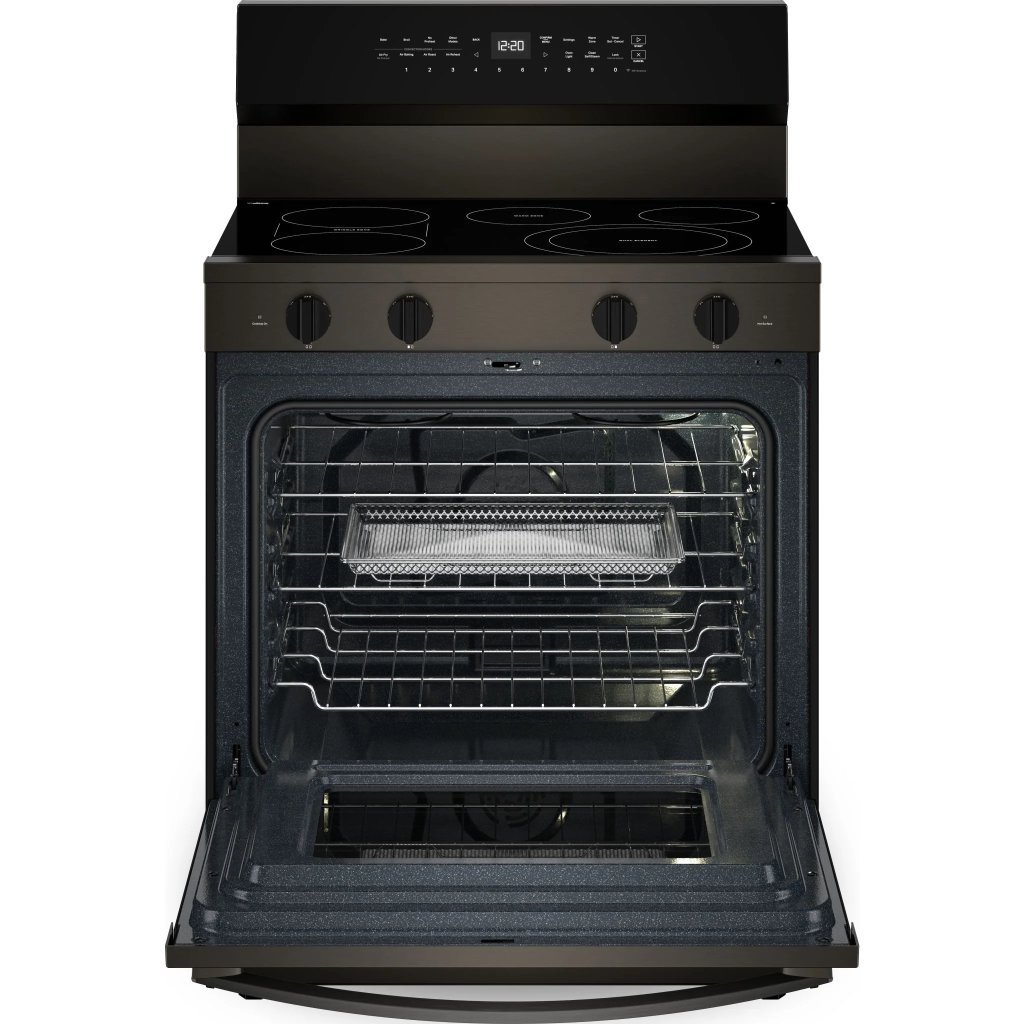 Whirlpool 30-Inch Smart Electric Range with Air Fry, High Speed Preheat, WipeClean Coating & Steam/Self Clean - Black Stainless Steel (YWFES7530RV) - Image 2