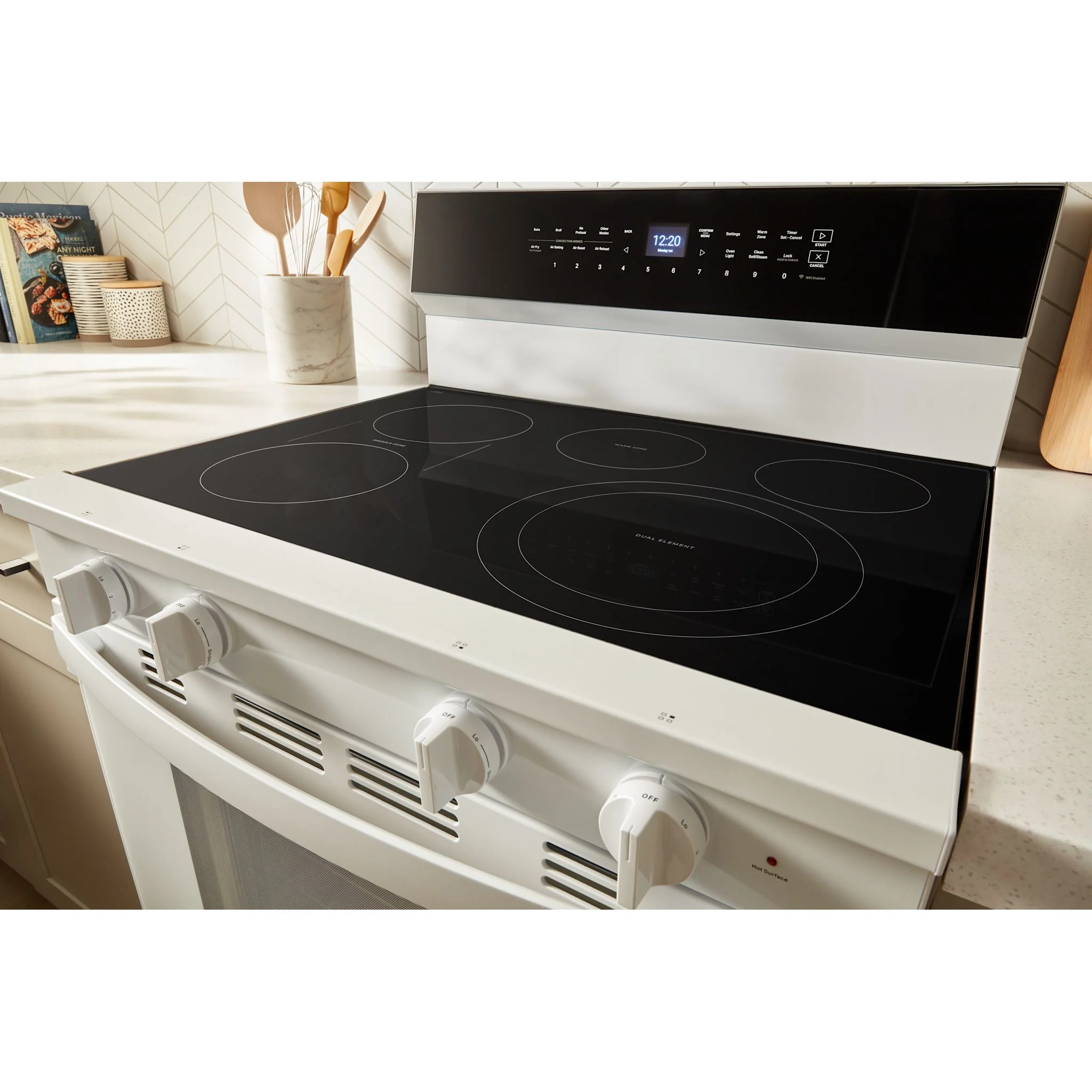 Whirlpool 30-Inch Smart Electric Range with Air Cooking, WipeClean Coating, Steam/Self Clean & Rapid Preheat - White (YWFES7530RW) - Image 3