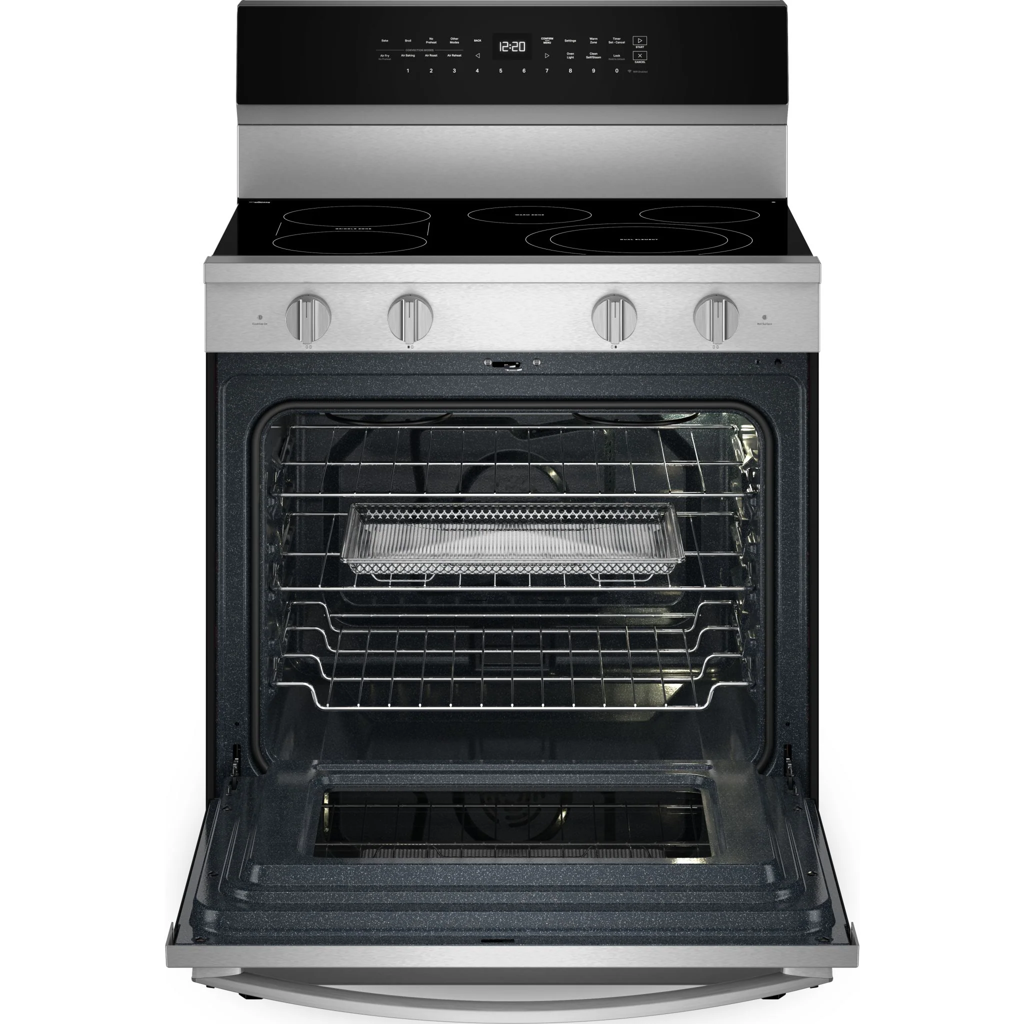Whirlpool 30-Inch Smart Electric Range with Air Cooking, WipeClean Coating & Steam/Self Clean - Fingerprint Resistant Stainless Steel (YWFES7530RZ) - Image 4