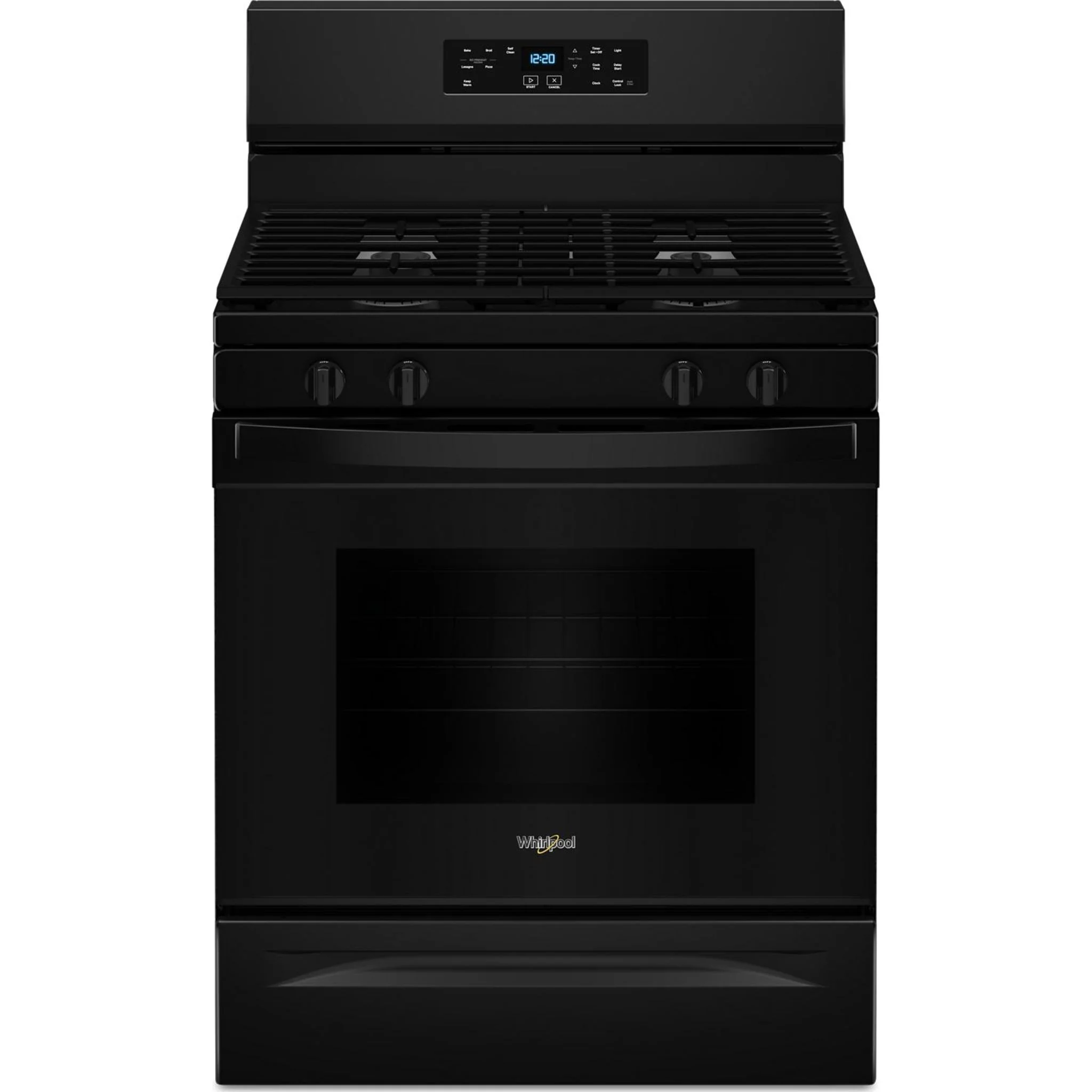 Whirlpool 30-inch Self Clean Gas Range with No Preheat Mode -Black (WFGS3530RB)