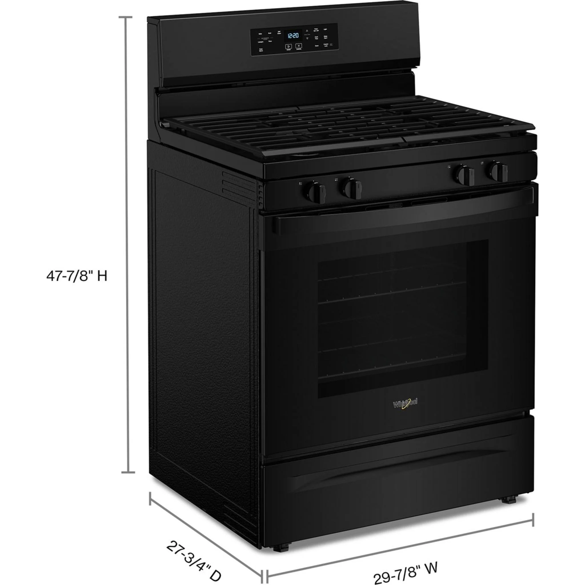 Whirlpool 30-inch Self Clean Gas Range with No Preheat Mode -Black (WFGS3530RB) - Image 6
