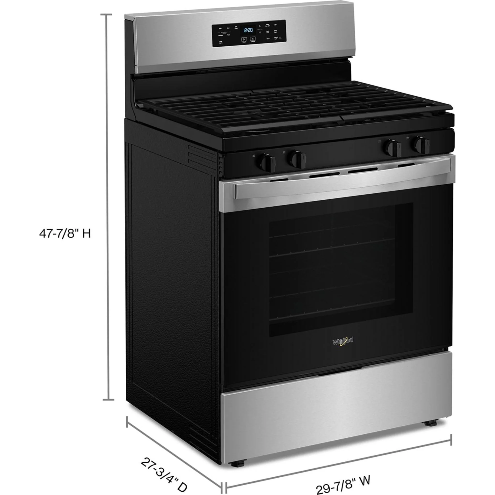 Whirlpool 30-inch Self Clean Gas Range with No Preheat Mode -Stainless Steel (WFGS3530RS) - Image 2