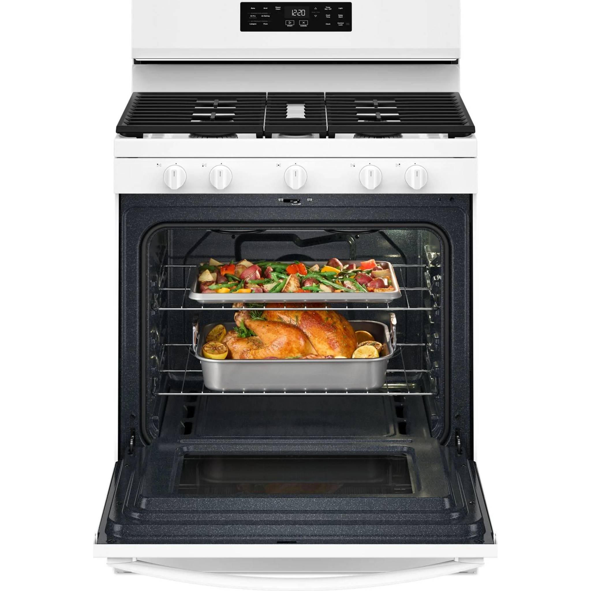 Whirlpool 30-inch Gas Range with Air Cooking Technology and Steam Clean -White (WFGS4530SW) - Image 2