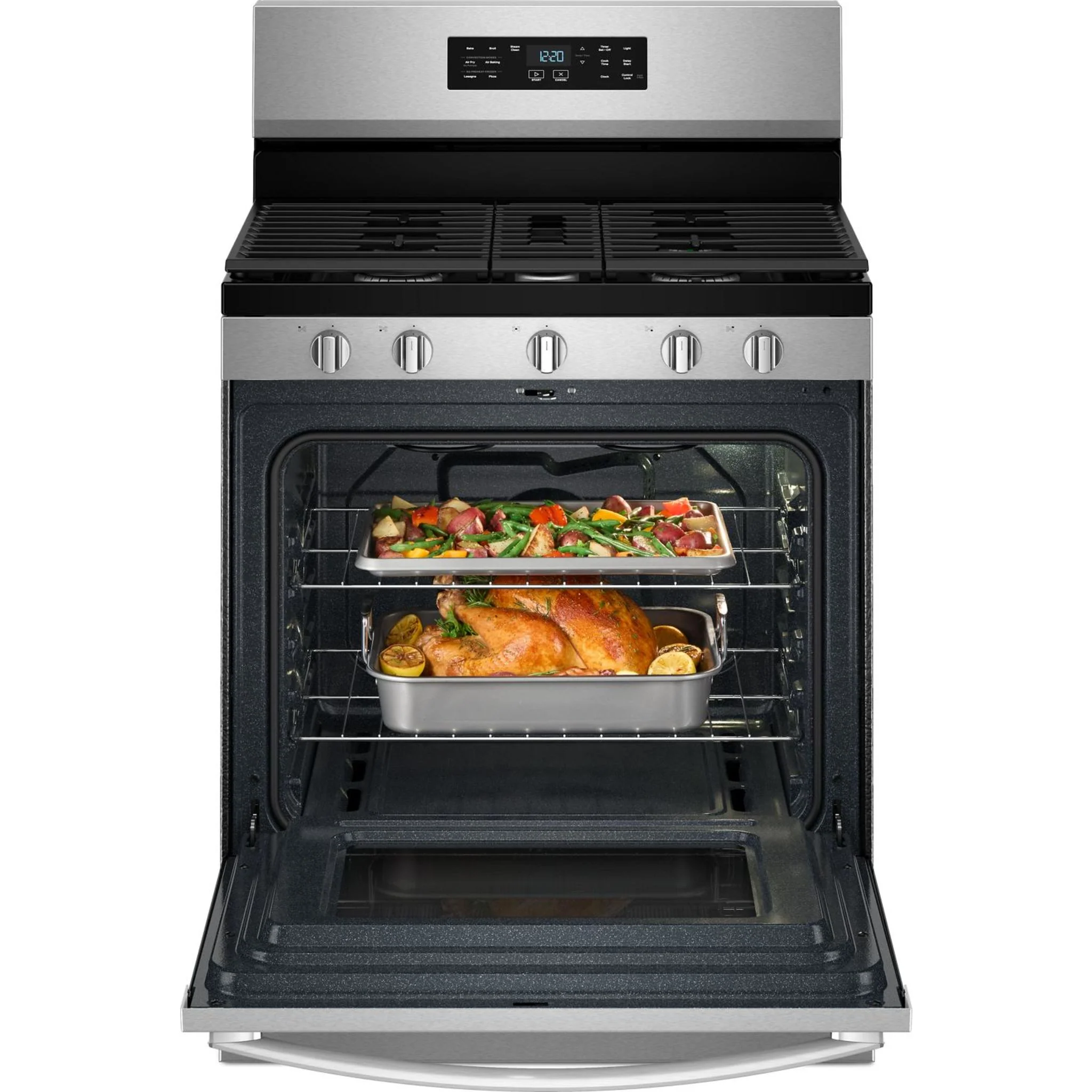 Whirlpool 30-inch Gas Range with Air Cooking Technology and Steam Clean - Fingerprint Resistant Stainless Steel (WFGS4530SZ) - Image 6