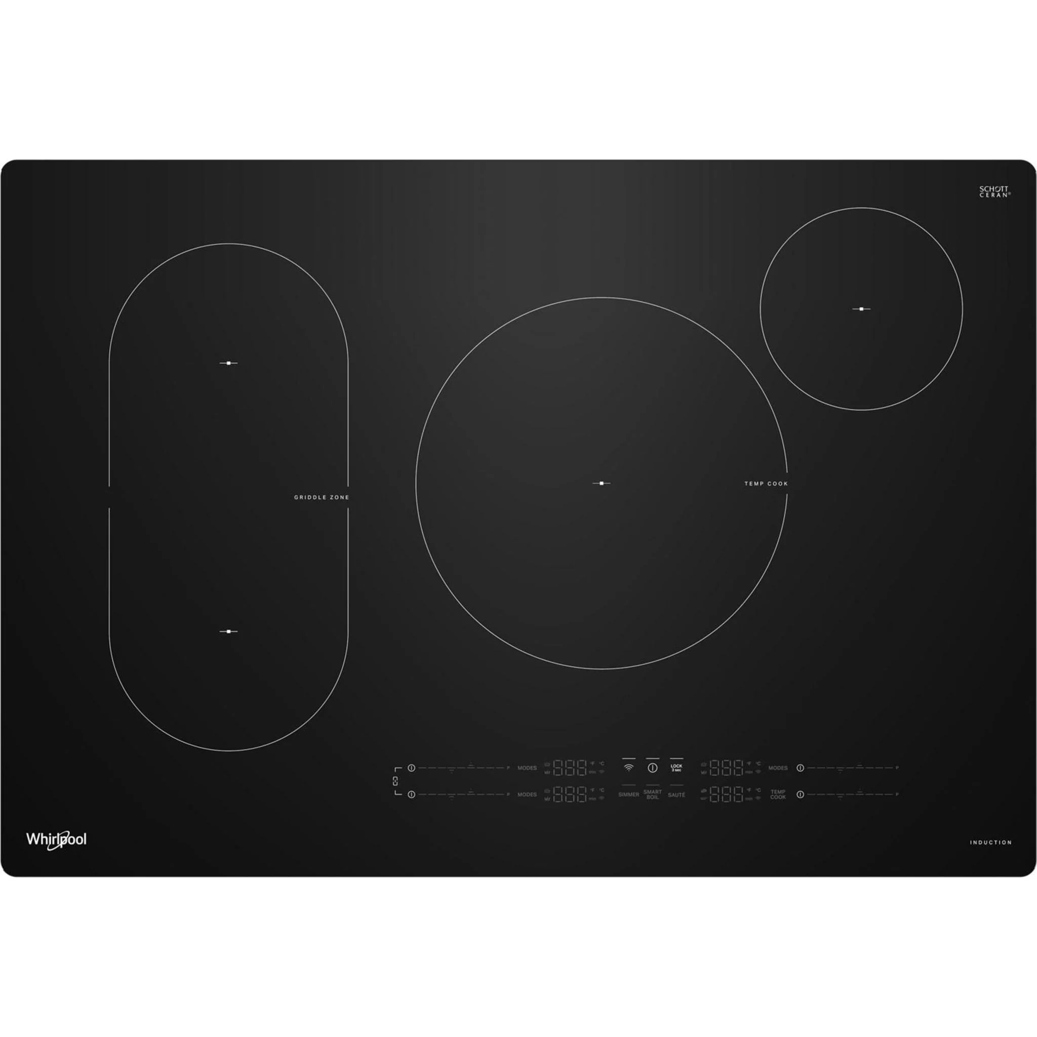 Whirlpool 30" Intelligent Induction Cooktop with Temp CookTechnology -Black (WCIT7030SB)