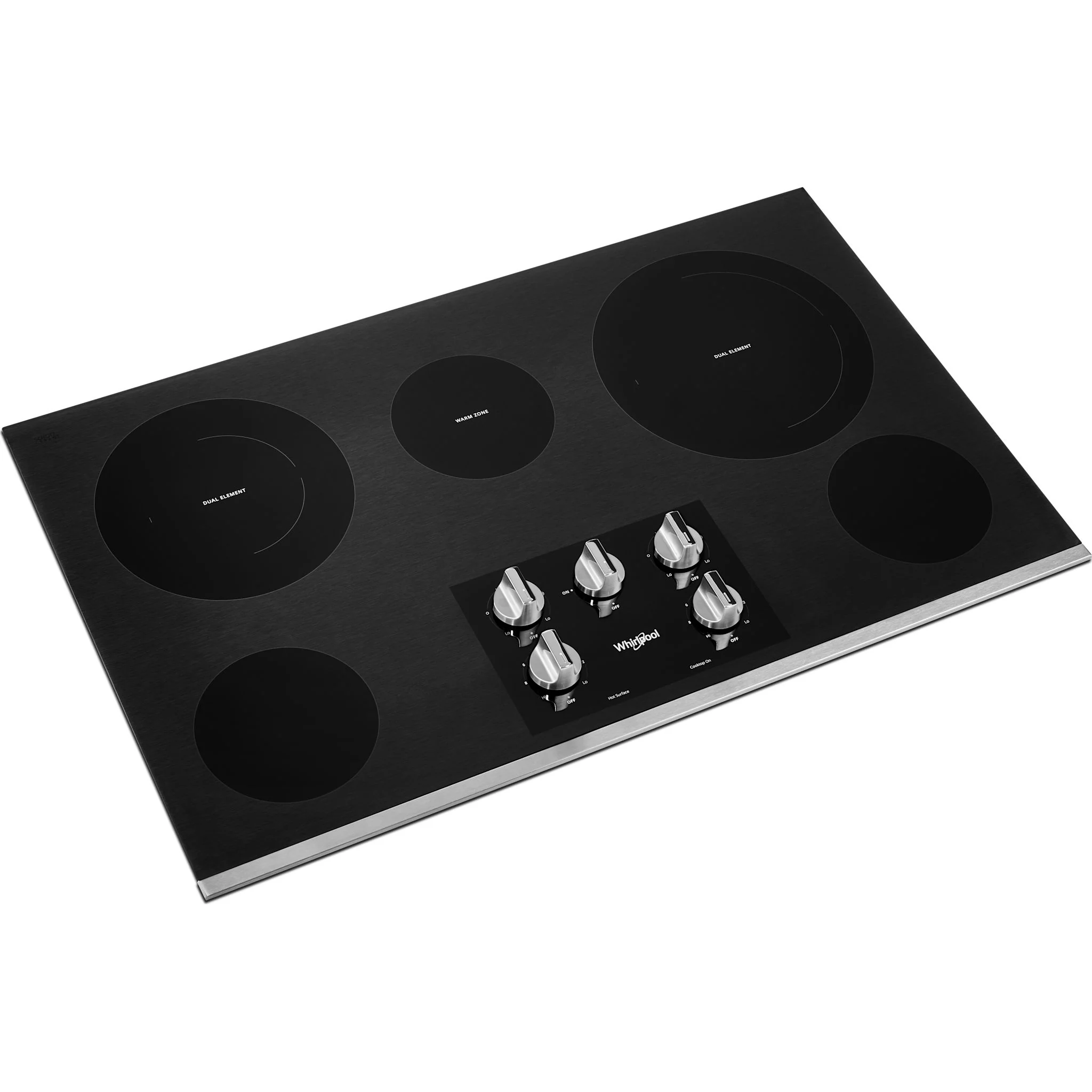 Whirlpool 36-inch Electric Ceramic Glass Cooktop with Two Dual Radiant Elements -Stainless Steel (WCE77US6HS) - Image 2