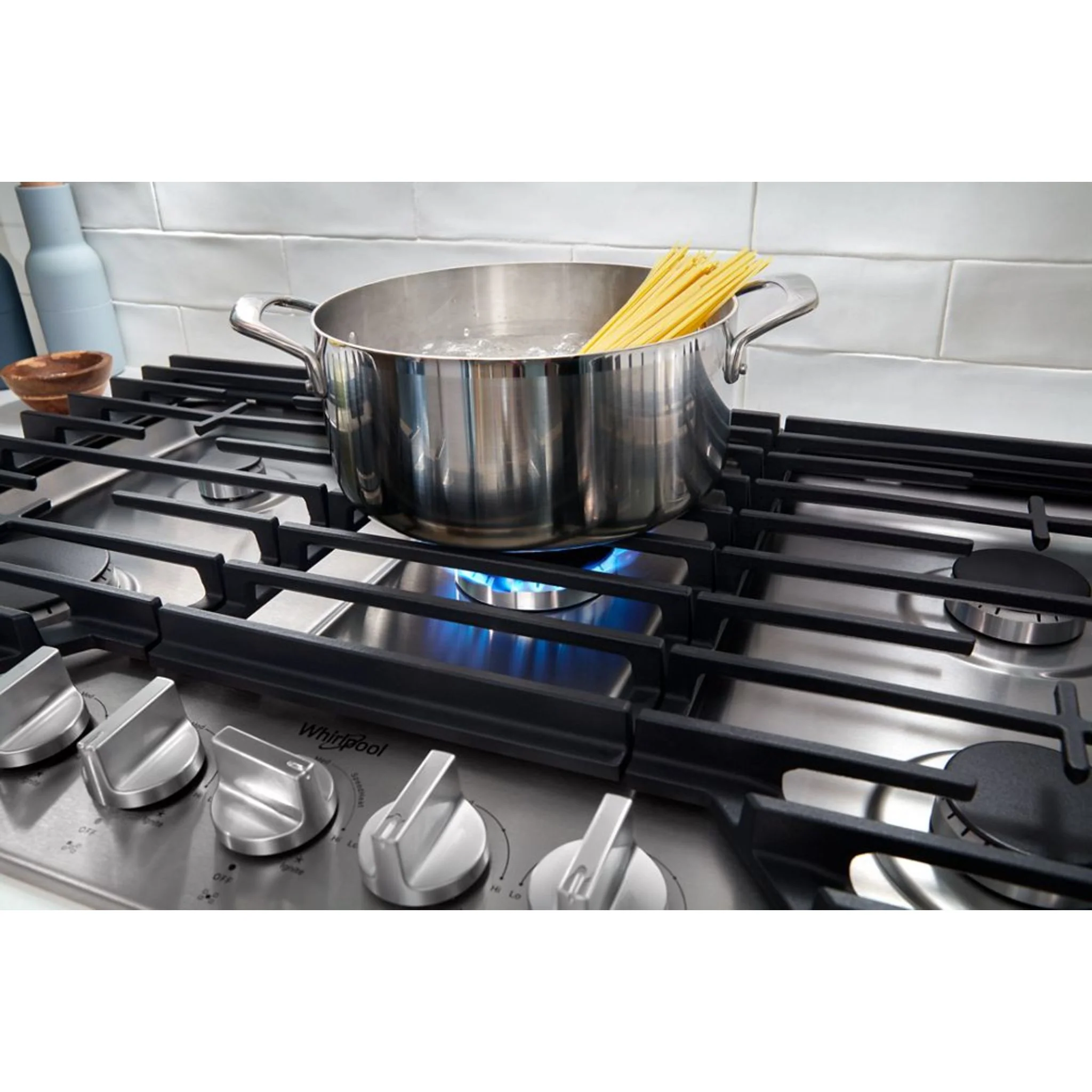 Whirlpool 36-inch Gas Cooktop with Fifth Burner -Stainless Steel (WCGK7036PS) - Image 5