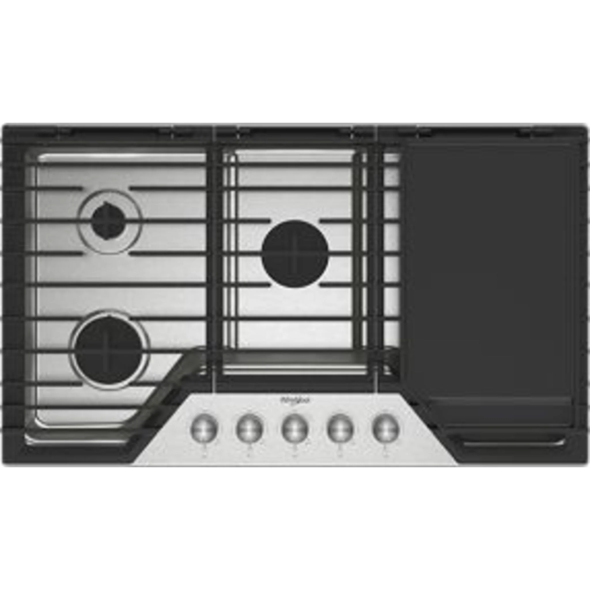 Whirlpool 36-inch Gas Cooktop with 2-in-1 Hinged Grate to Griddle -Stainless Steel (WCGK7536PS) - Image 10