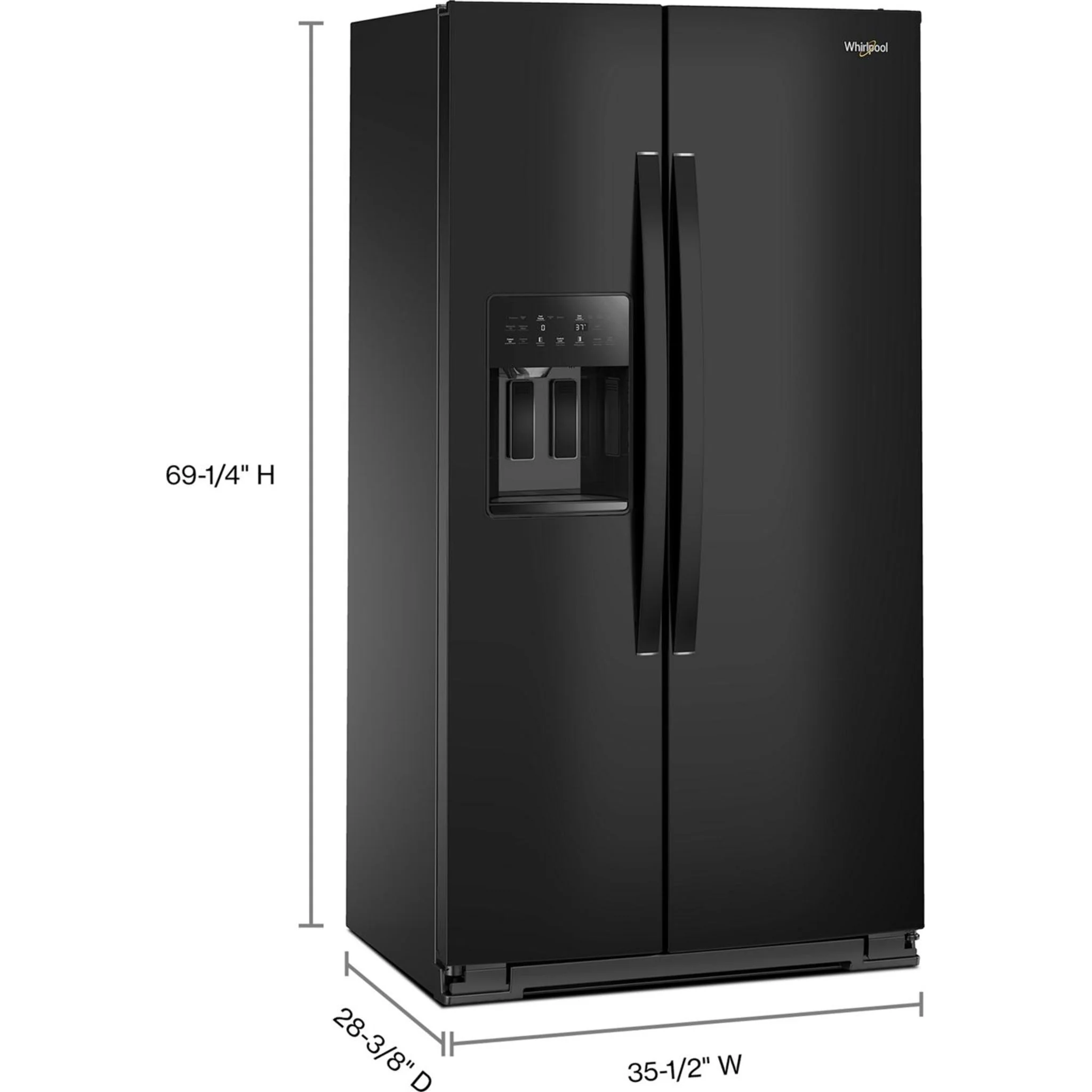 Whirlpool 36-inch Counter Depth Side-by-Side Refrigerator with TruCoolSystem -Black (WRSC5536RB) - Image 2