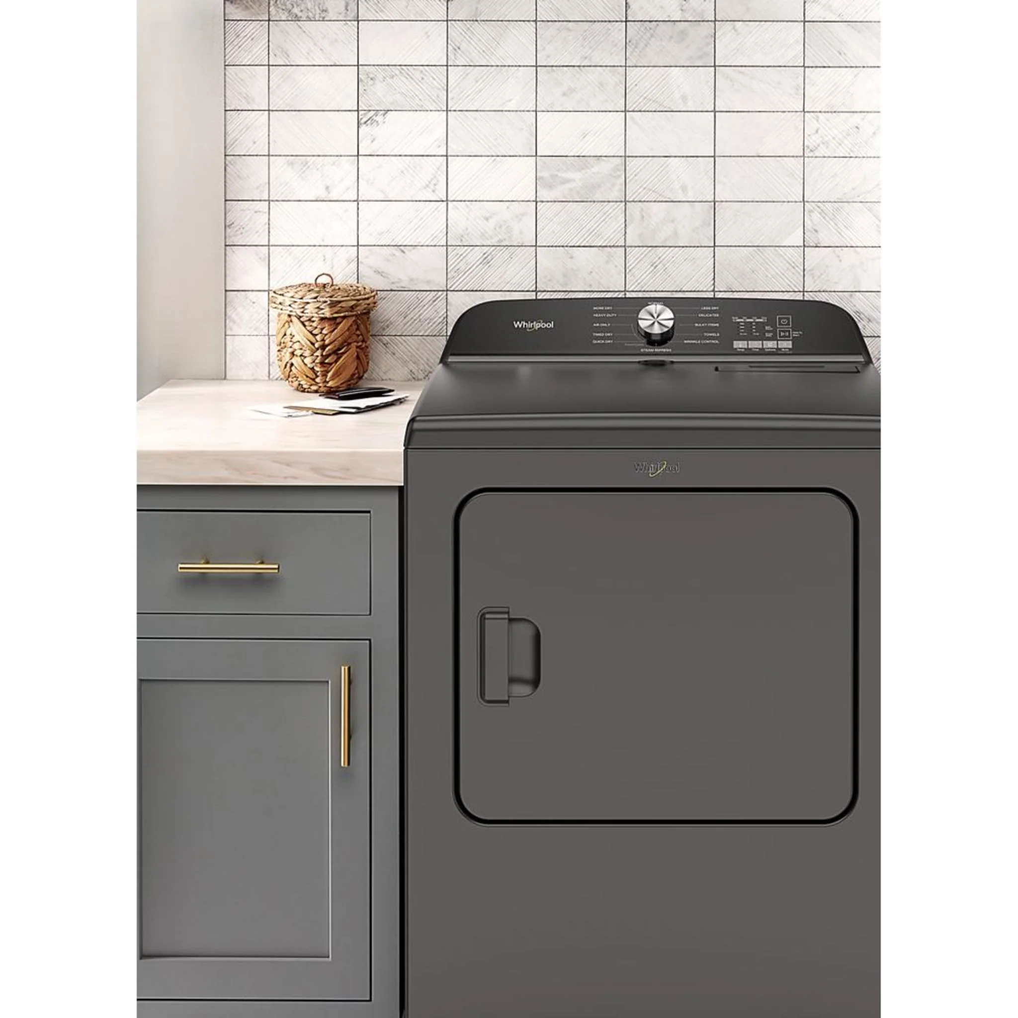 Whirlpool 7.0 Cu. Ft. Top Load Gas Dryer with Moisture Sensor -Volcano Black (WGD6150PB) - Image 8
