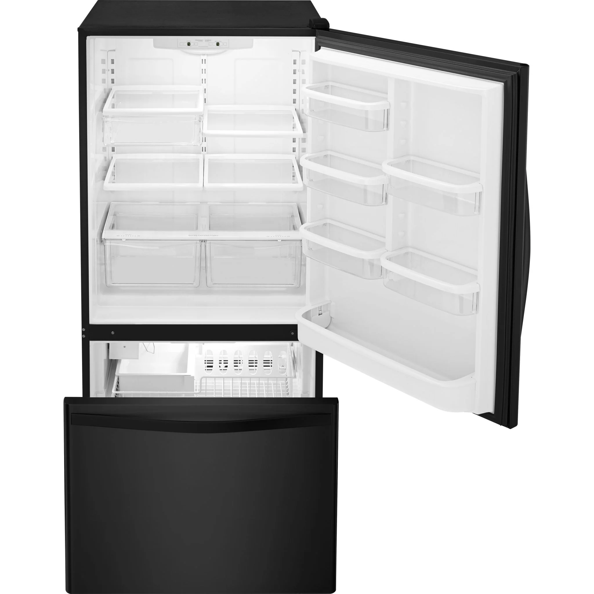 Whirlpool 22 cu. ft. Bottom-Freezer Refrigerator with Freezer Drawer -Black-on-Black (WRB322DMBB) - Image 2