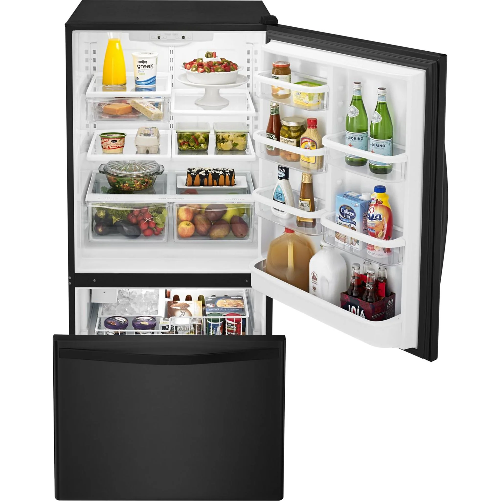 Whirlpool 22 cu. ft. Bottom-Freezer Refrigerator with Freezer Drawer -Black-on-Black (WRB322DMBB) - Image 21