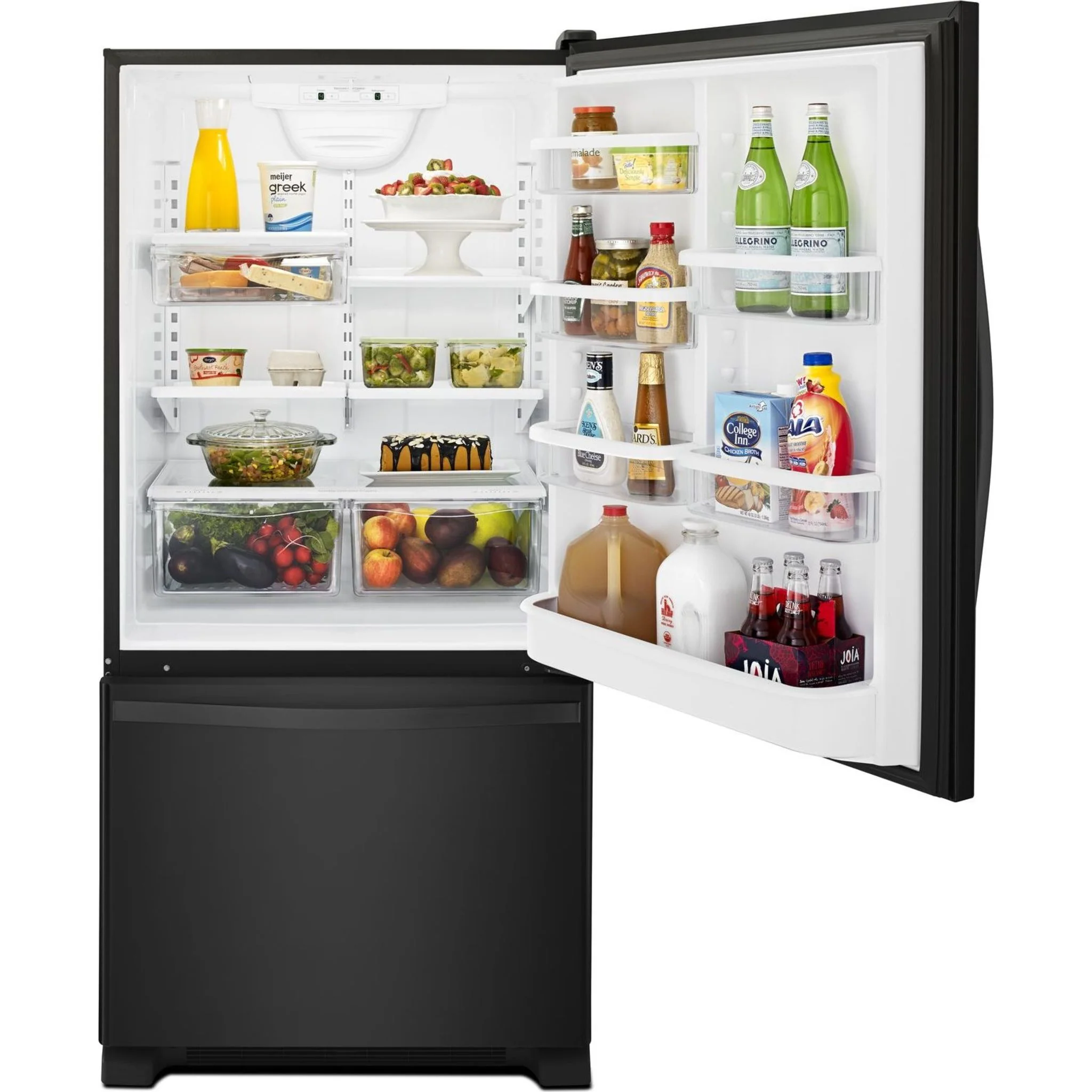 Whirlpool 22 cu. ft. Bottom-Freezer Refrigerator with Freezer Drawer -Black-on-Black (WRB322DMBB) - Image 34