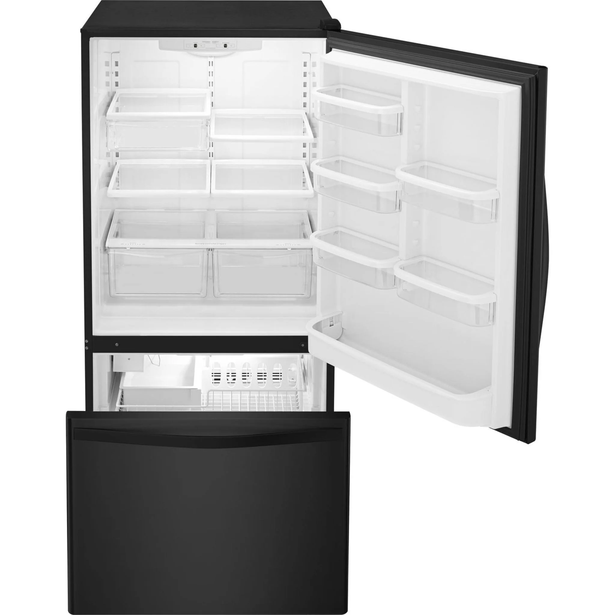 Whirlpool 22 cu. ft. Bottom-Freezer Refrigerator with Freezer Drawer -Black-on-Black (WRB322DMBB) - Image 38