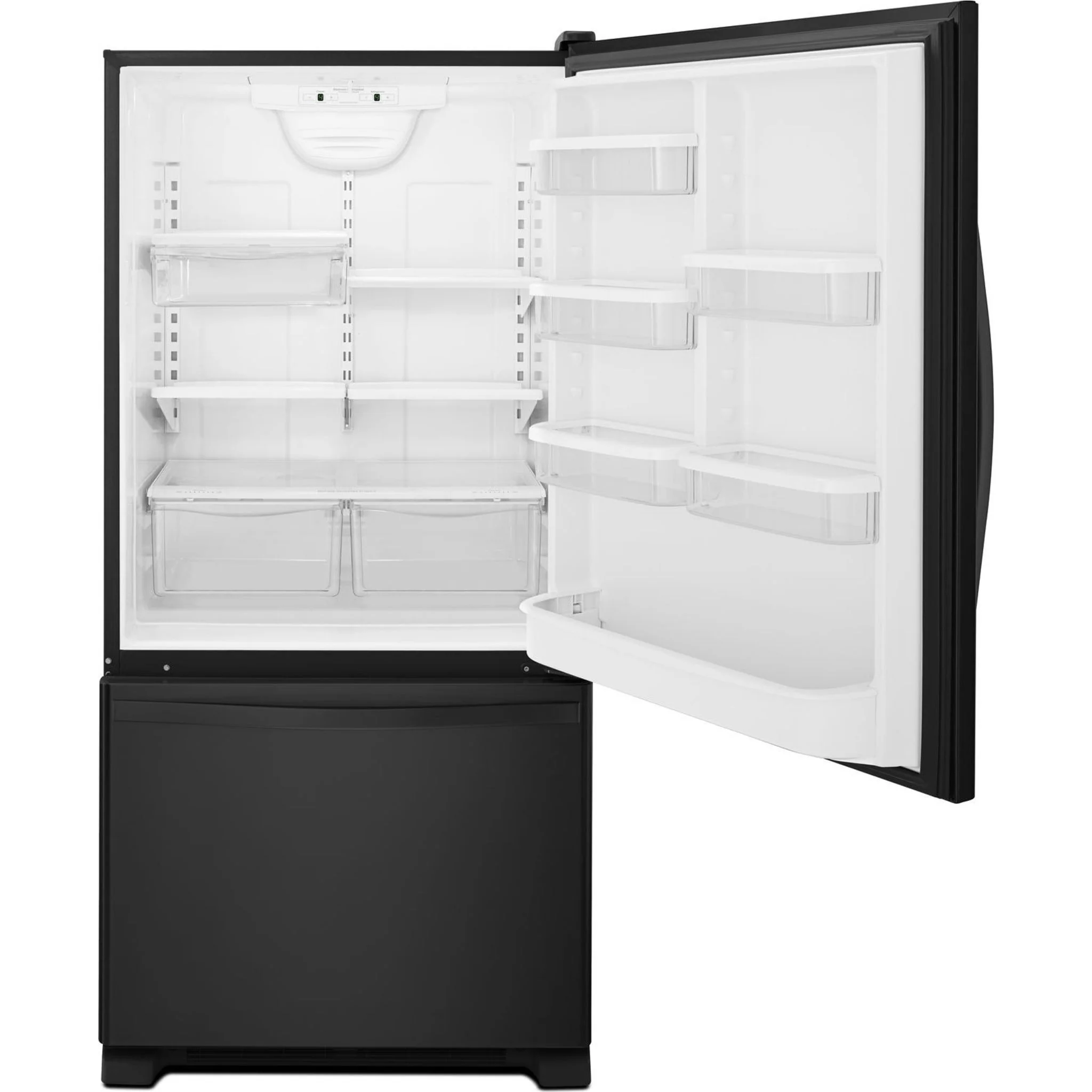 Whirlpool 22 cu. ft. Bottom-Freezer Refrigerator with Freezer Drawer -Black-on-Black (WRB322DMBB) - Image 9