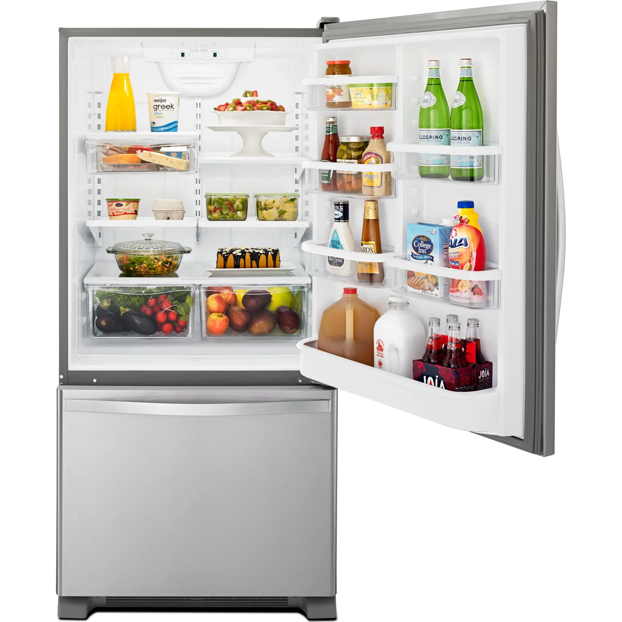 Whirlpool 22 cu. ft. Bottom-Freezer Refrigerator with Freezer Drawer -Stainless Steel (WRB322DMBM) - Image 2