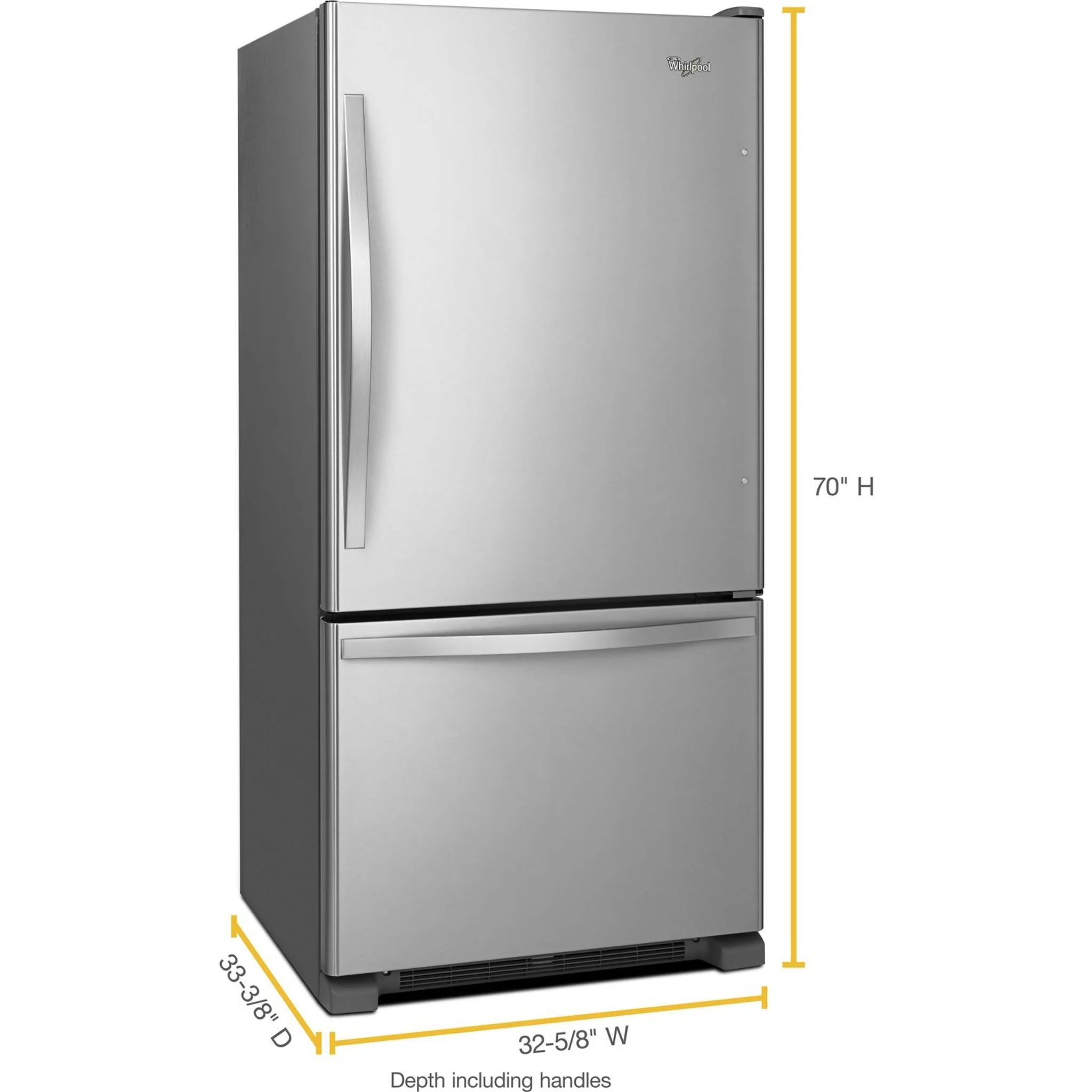 Whirlpool 22 cu. ft. Bottom-Freezer Refrigerator with Freezer Drawer -Stainless Steel (WRB322DMBM) - Image 37