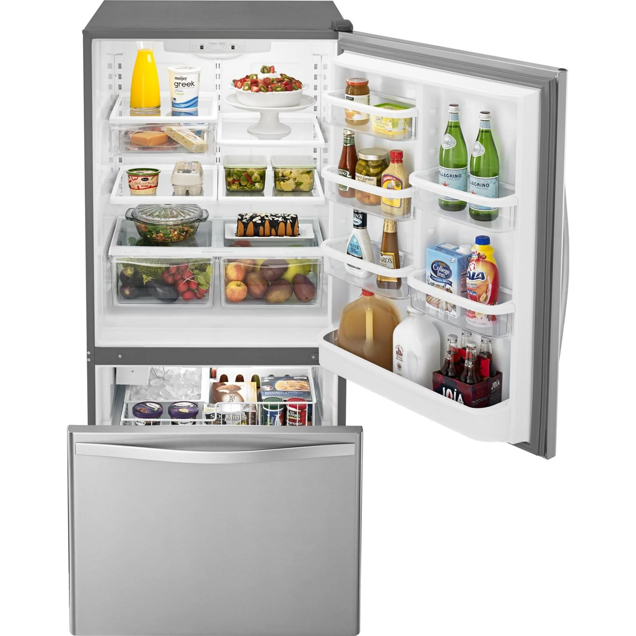 Whirlpool 22 cu. ft. Bottom-Freezer Refrigerator with Freezer Drawer -Stainless Steel (WRB322DMBM) - Image 44