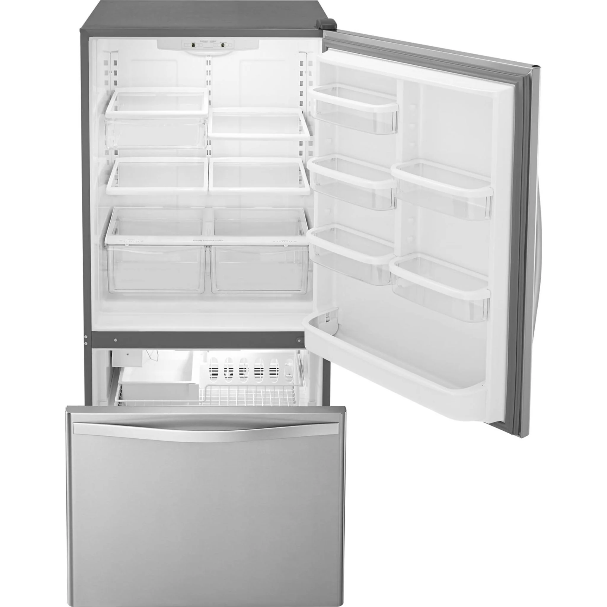 Whirlpool 22 cu. ft. Bottom-Freezer Refrigerator with Freezer Drawer -Stainless Steel (WRB322DMBM) - Image 45