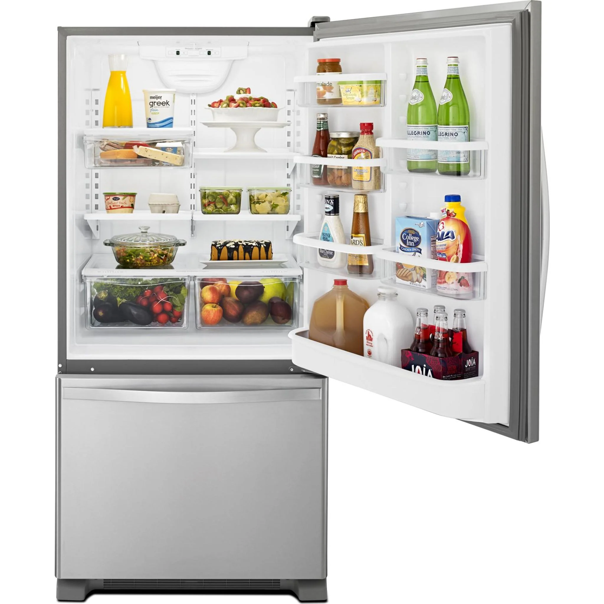 Whirlpool 22 cu. ft. Bottom-Freezer Refrigerator with Freezer Drawer -Stainless Steel (WRB322DMBM) - Image 50
