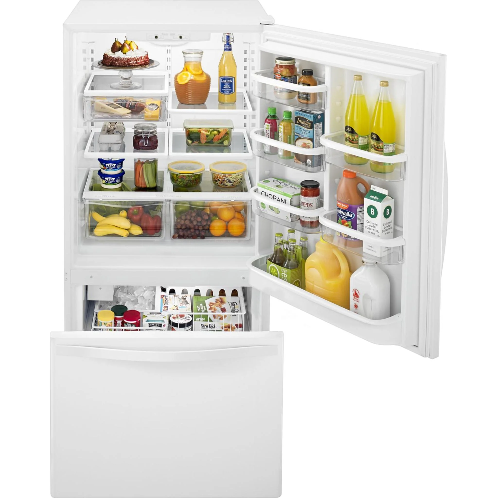 Whirlpool 22 cu. ft. Bottom-Freezer Refrigerator with Freezer Drawer -White-on-White (WRB322DMBW) - Image 74