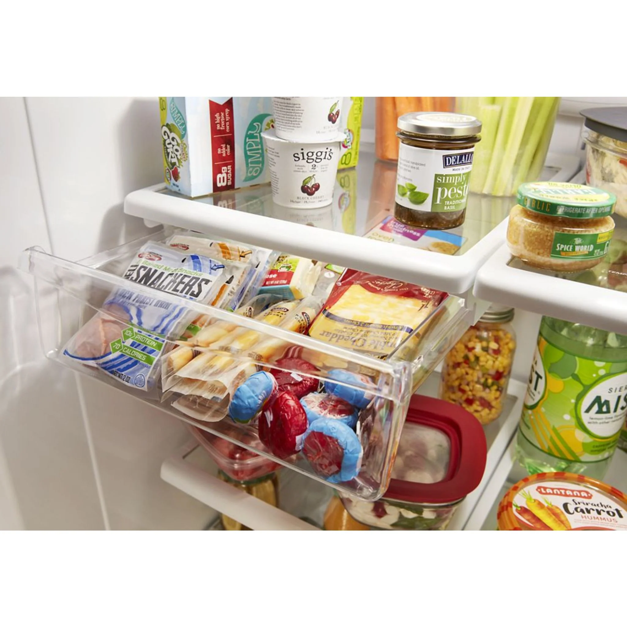 Whirlpool 22 cu. ft. Bottom-Freezer Refrigerator with Freezer Drawer -White-on-White (WRB322DMBW) - Image 75