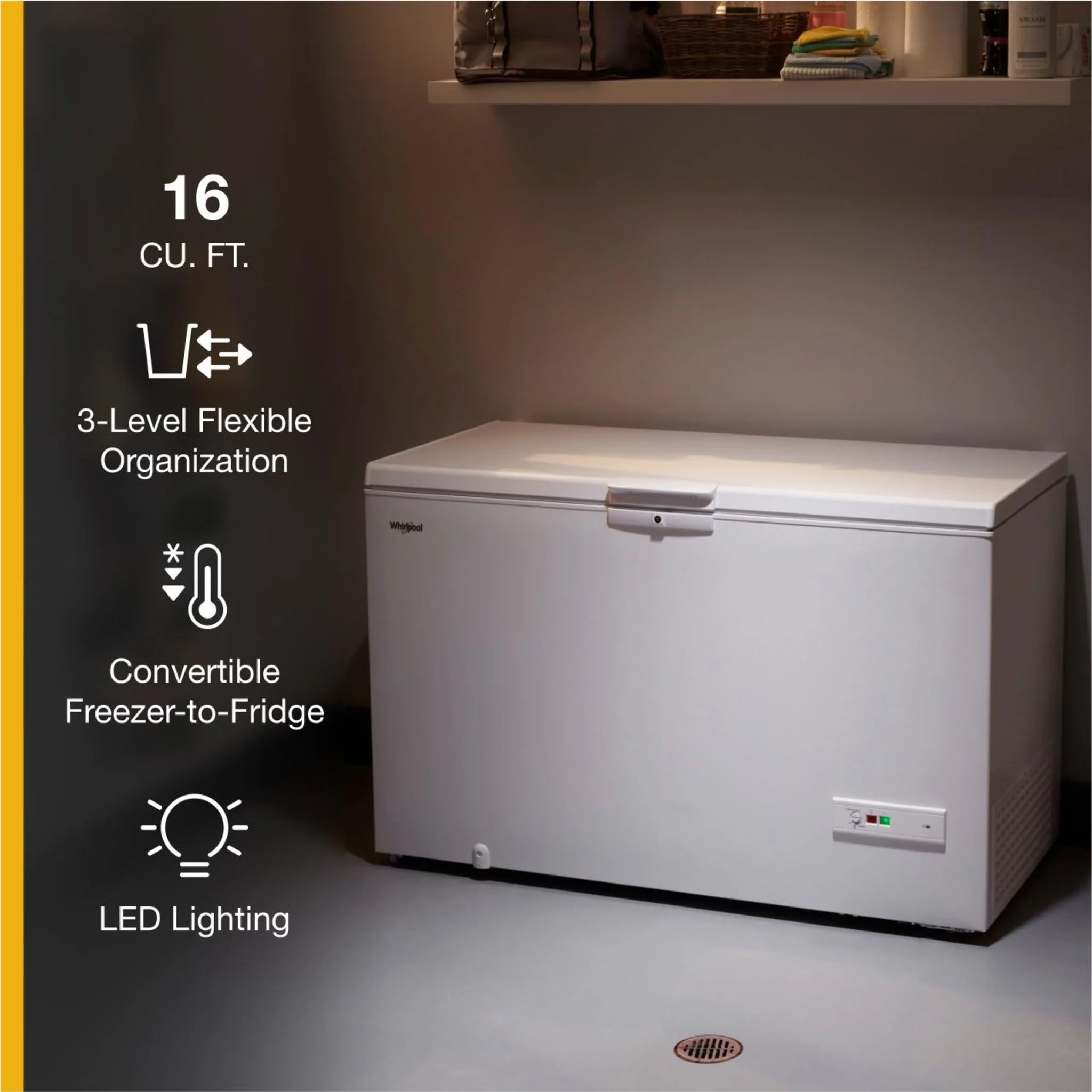 Whirlpool 16 Cu. Ft. Chest Freezer with Shelves -White (WZC5216LW) - Image 43