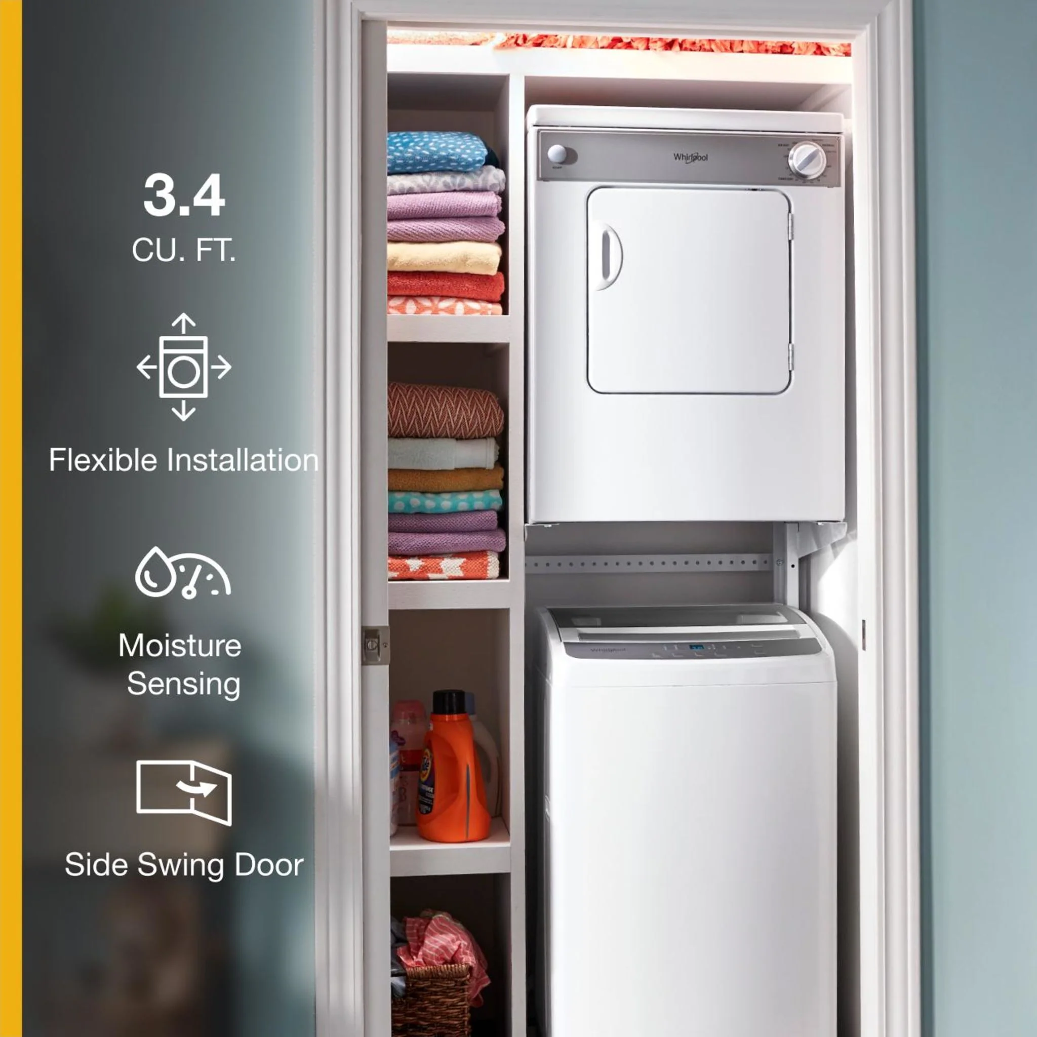 Whirlpool 3.4 cu.ft. Compact Electric Dryer with AccuDryDrying System -White-on-White (LDR3822PQ) - Image 20