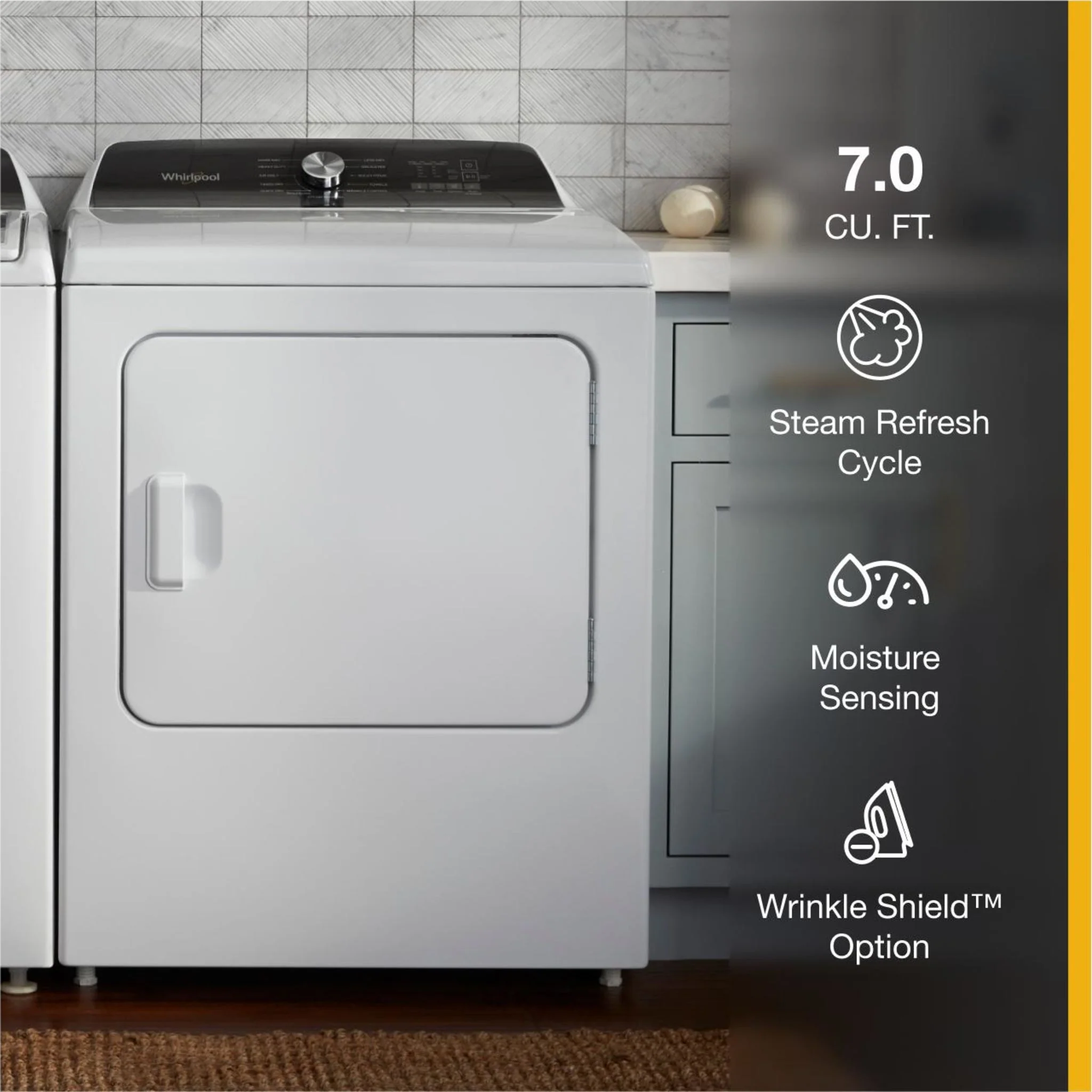 Whirlpool 7.0 Cu. Ft. Top Load Gas Moisture Sensing Dryer with Steam -White (WGD5050LW) - Image 27