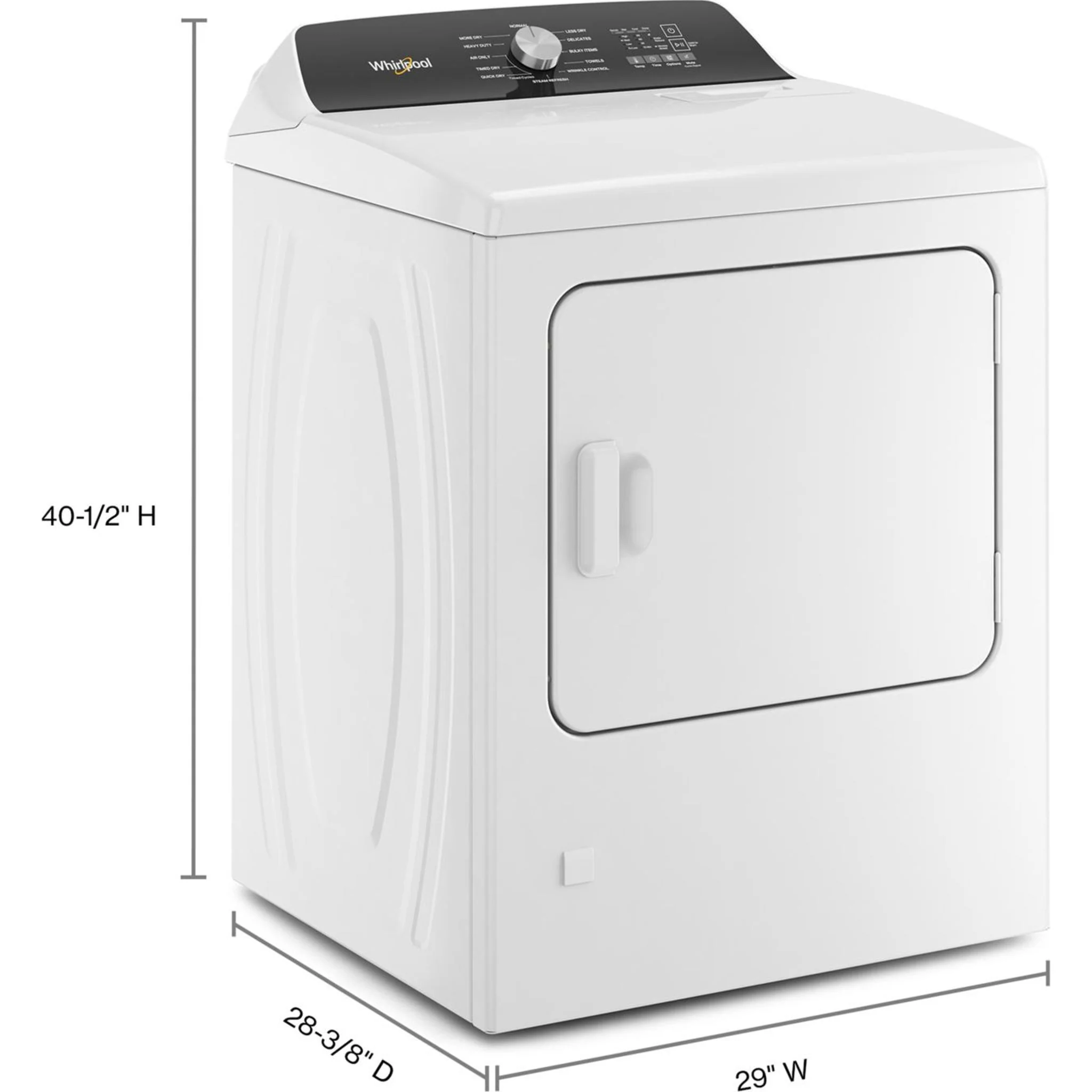 Whirlpool 7.0 Cu. Ft. Top Load Gas Moisture Sensing Dryer with Steam -White (WGD5050LW) - Image 30