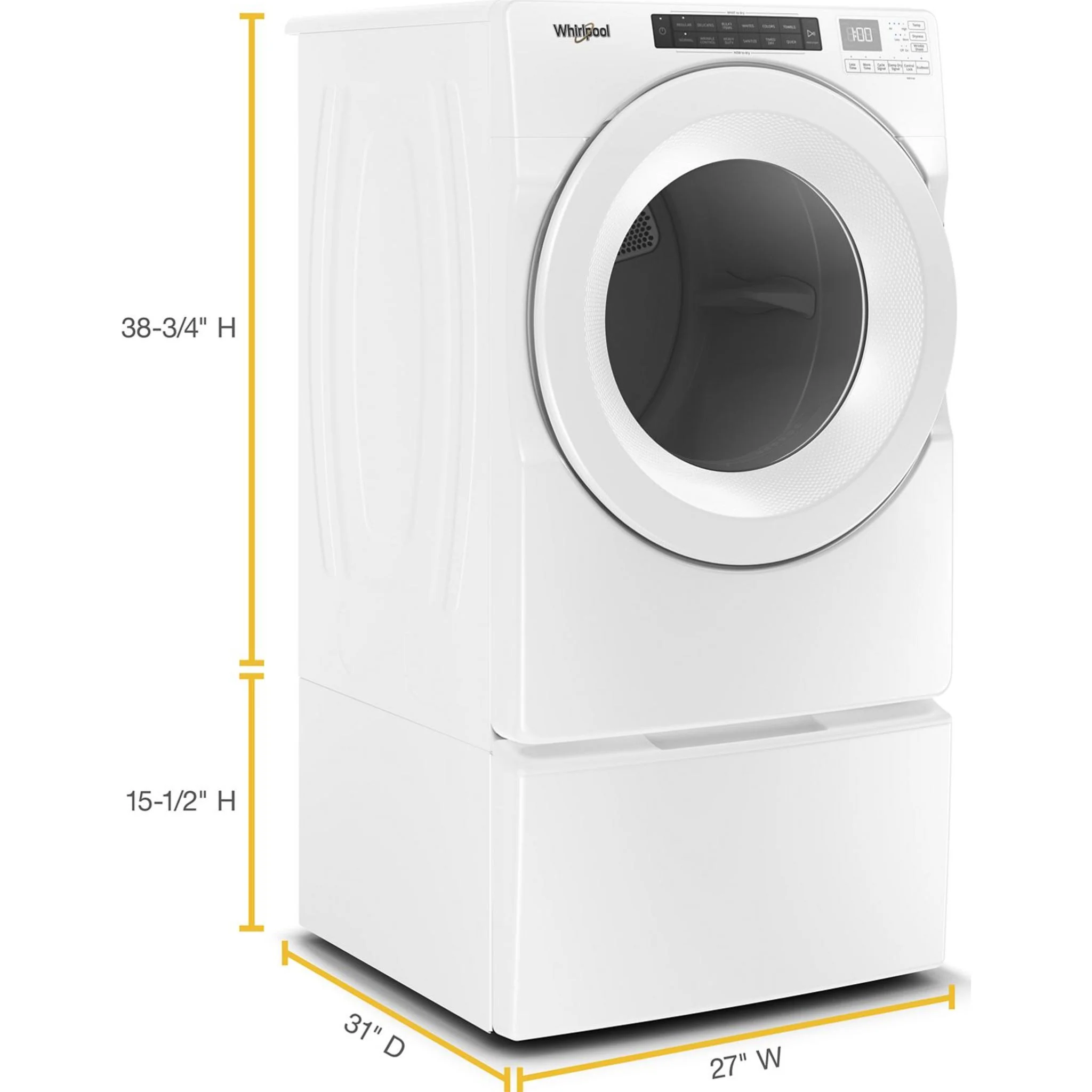 Whirlpool 7.4 cu. ft. Front Load Electric Dryer with Intuitive Touch Controls -White (YWED5620HW) - Image 16