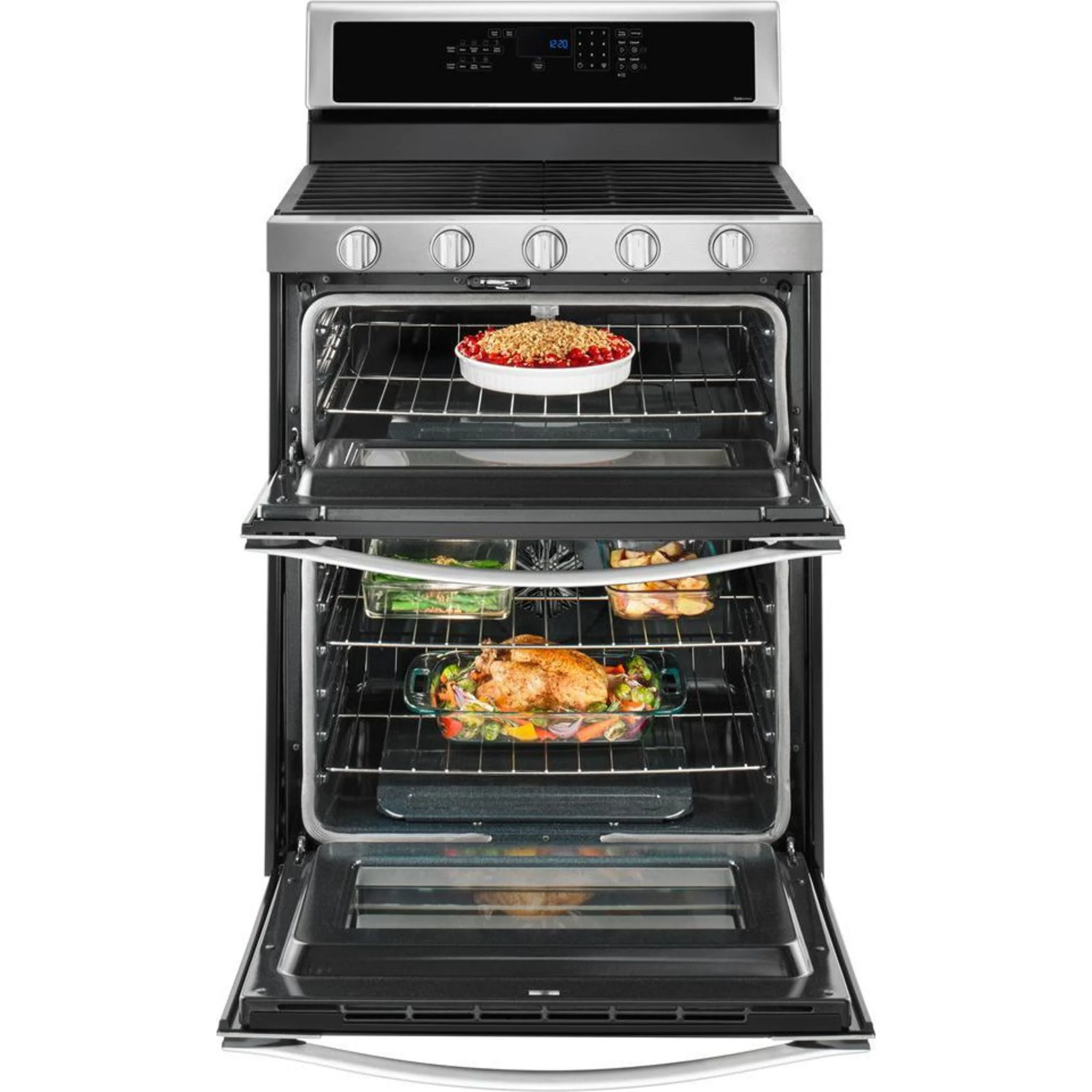 Whirlpool 6.0 Cu. Ft. Gas Double Oven Range with Center Oval Burner -Stainless Steel (WGG745S0FS) - Image 4