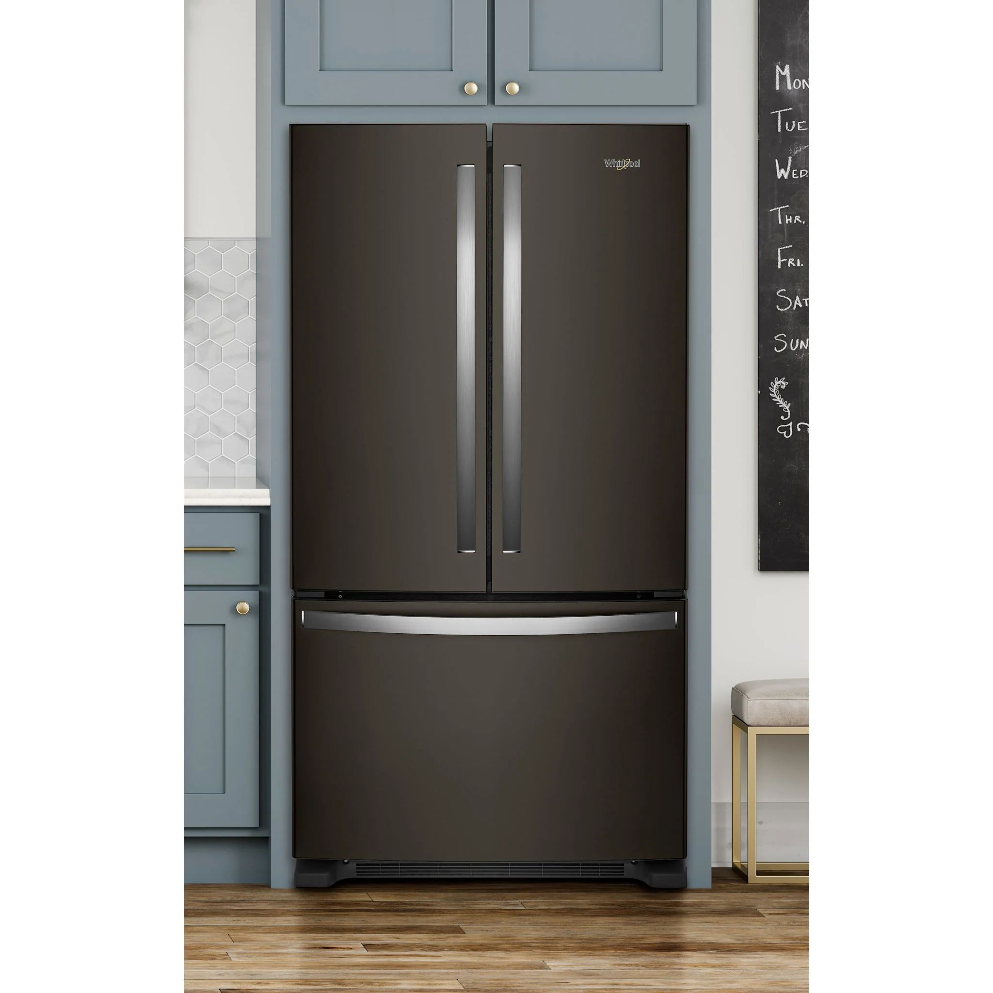 Whirlpool 36-Inch Wide Counter-Depth French Door Bottom Mount Refrigerator - 20 cu. ft. -Print Resist Black Stainless (WRFC2036RV) - Image 5