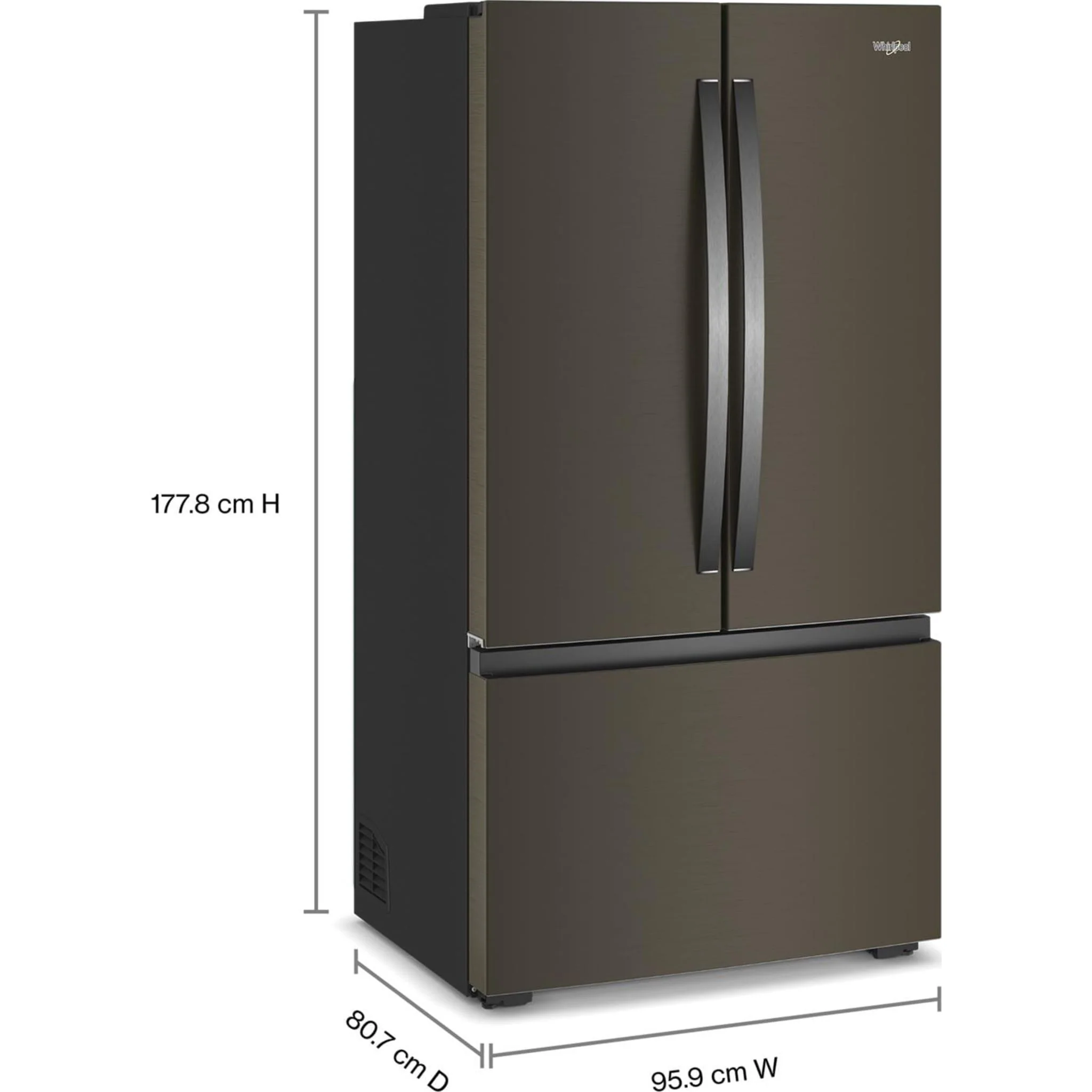 Whirlpool 36-inch Wide True Counter Depth 3-Door French Door Refrigerator - 24 cu. ft. - Black Stainless Finish (WRFC3036RV) - Image 3