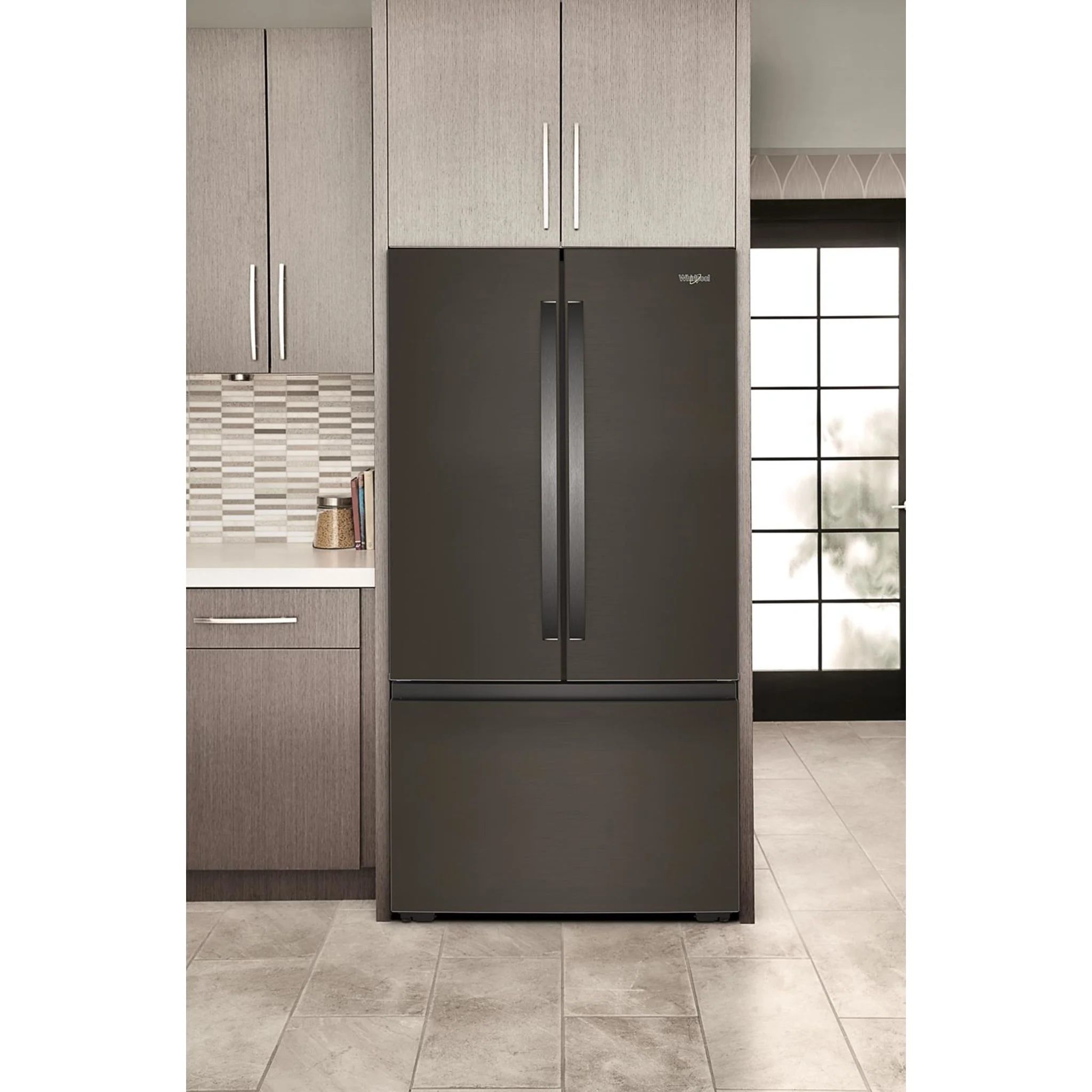 Whirlpool 36-inch Wide True Counter Depth 3-Door French Door Refrigerator - 24 cu. ft. - Black Stainless Finish (WRFC3036RV) - Image 5
