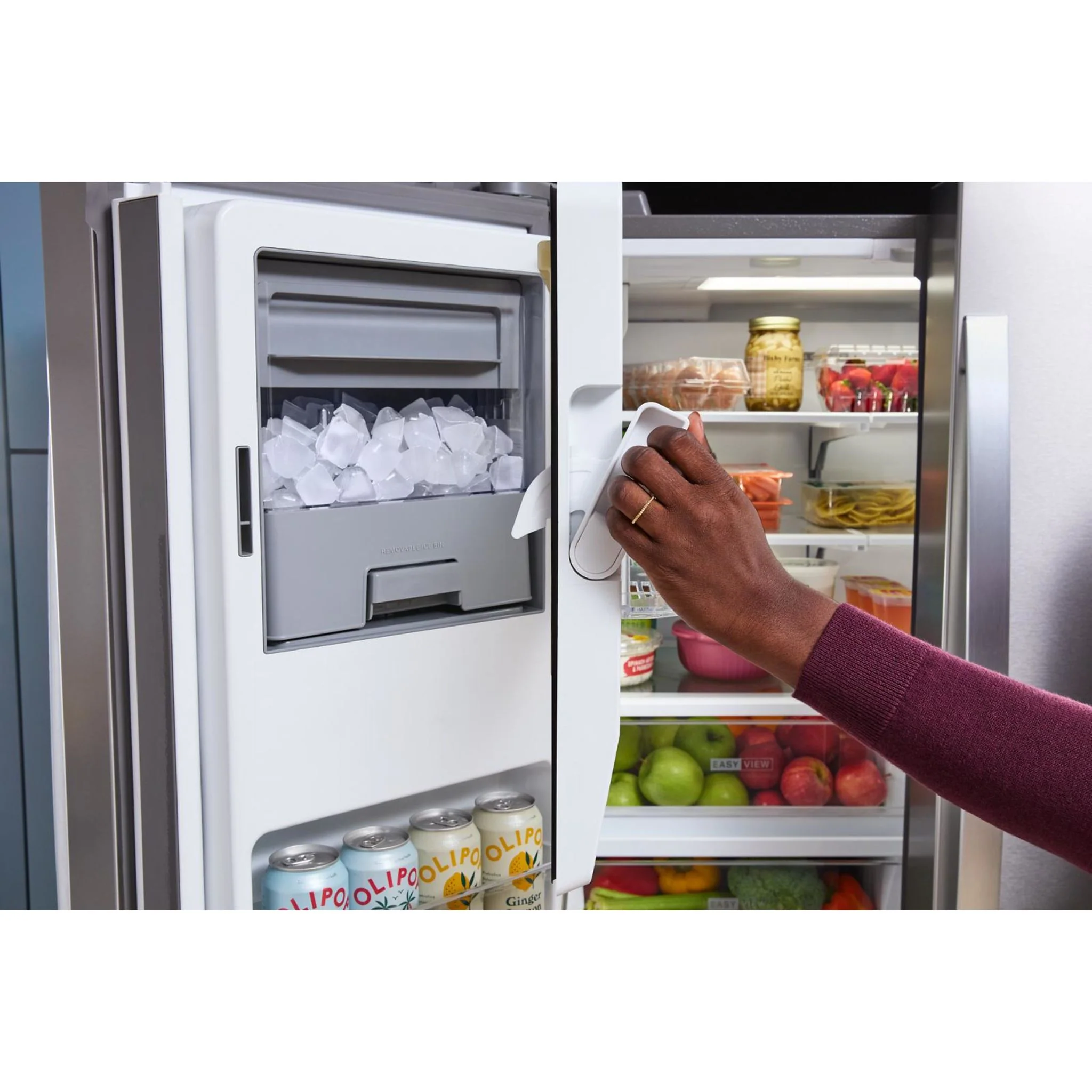 Whirlpool 36-inch Wide True Counter Depth 3-Door French Door Refrigerator - 23.4 cu. ft. - Black Stainless Finish (WRFC5036RV) - Image 3