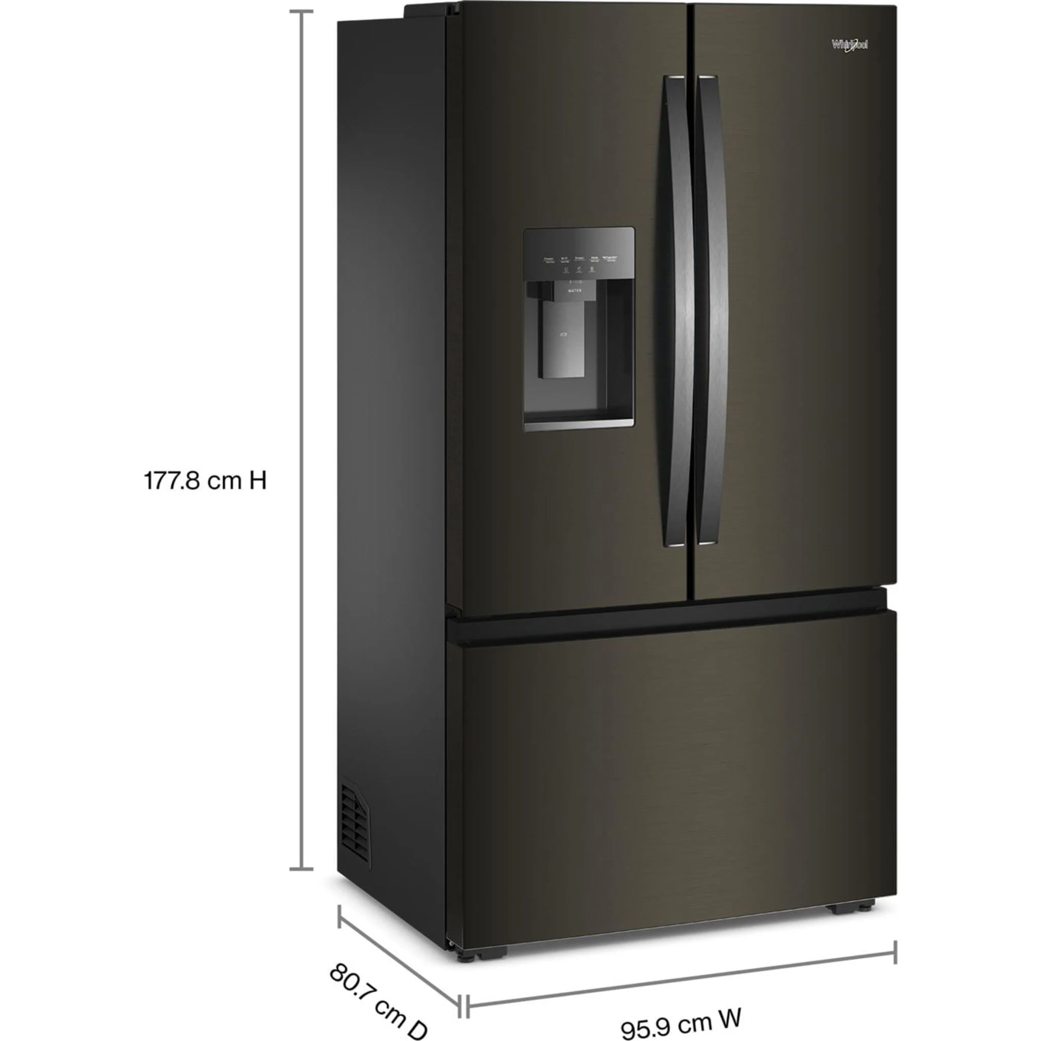 Whirlpool 36-inch Wide True Counter Depth 3-Door French Door Refrigerator - 23.4 cu. ft. - Black Stainless Finish (WRFC5036RV) - Image 9