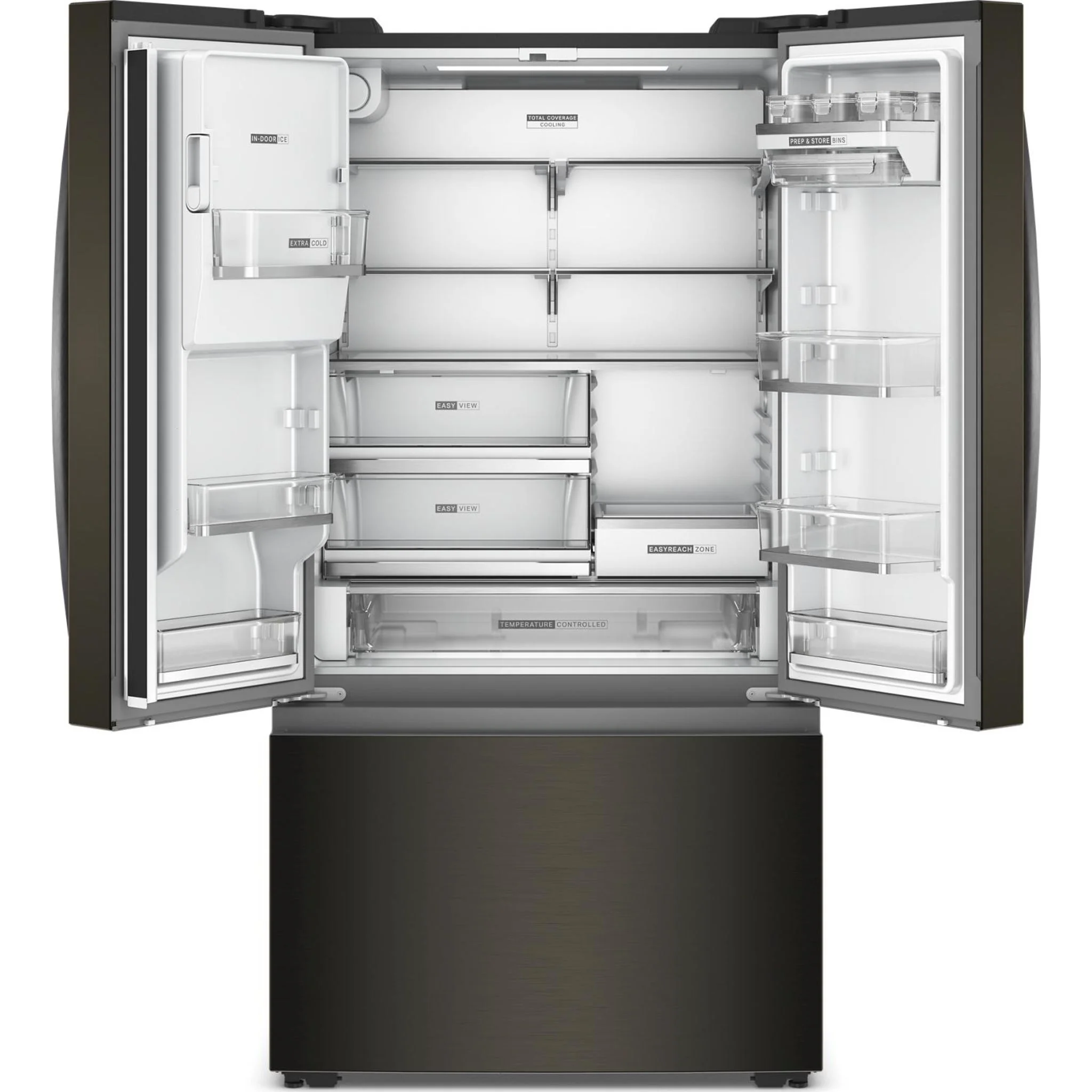 Whirlpool 36-inch Wide True Counter Depth 3-Door French Door Refrigerator - 23.4 cu. ft. (WRFC7036RV) - Black Stainless Finish - Image 3