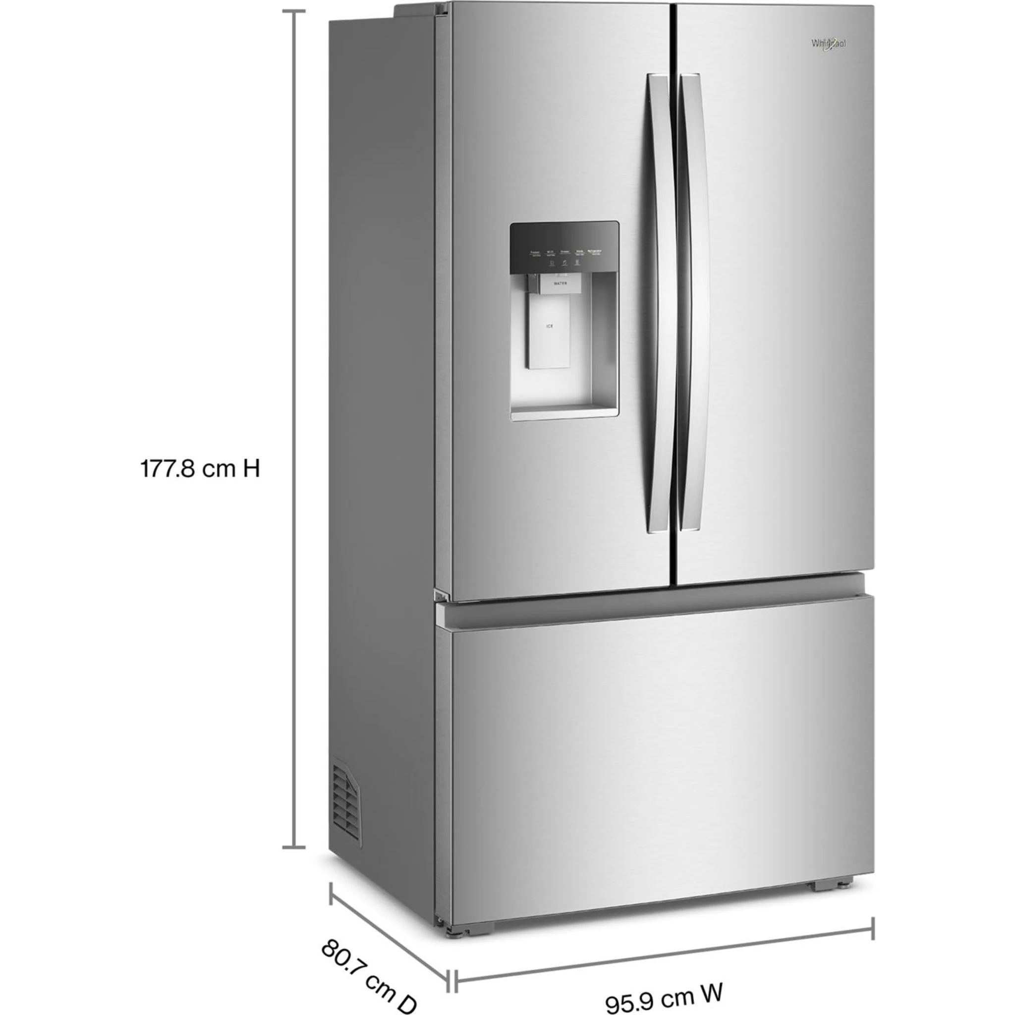 Whirlpool 36-inch Wide True Counter Depth 3-Door French Door Refrigerator - 23.4 cu. ft. (WRFC7036RZ) - Fingerprint-Resistant Stainless Finish - Image 3