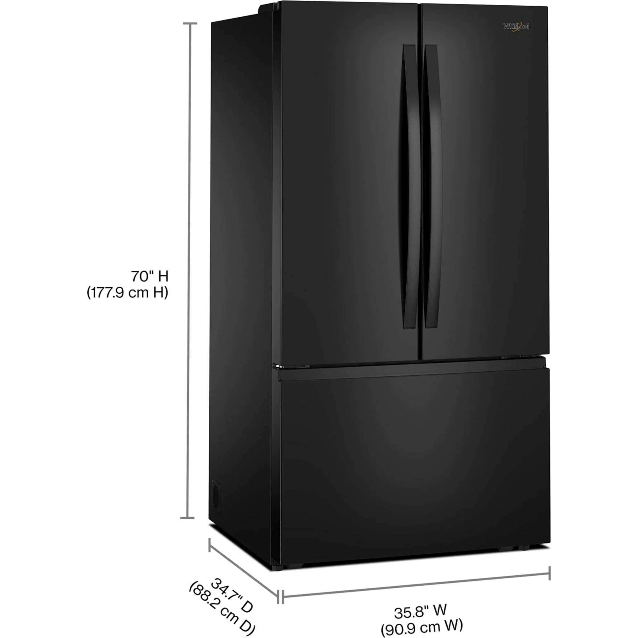 Whirlpool 36-Inch French Door Refrigerator with Interior Water Dispenser - 31 cu. ft. -Black (WRFF3336SB) - Image 11