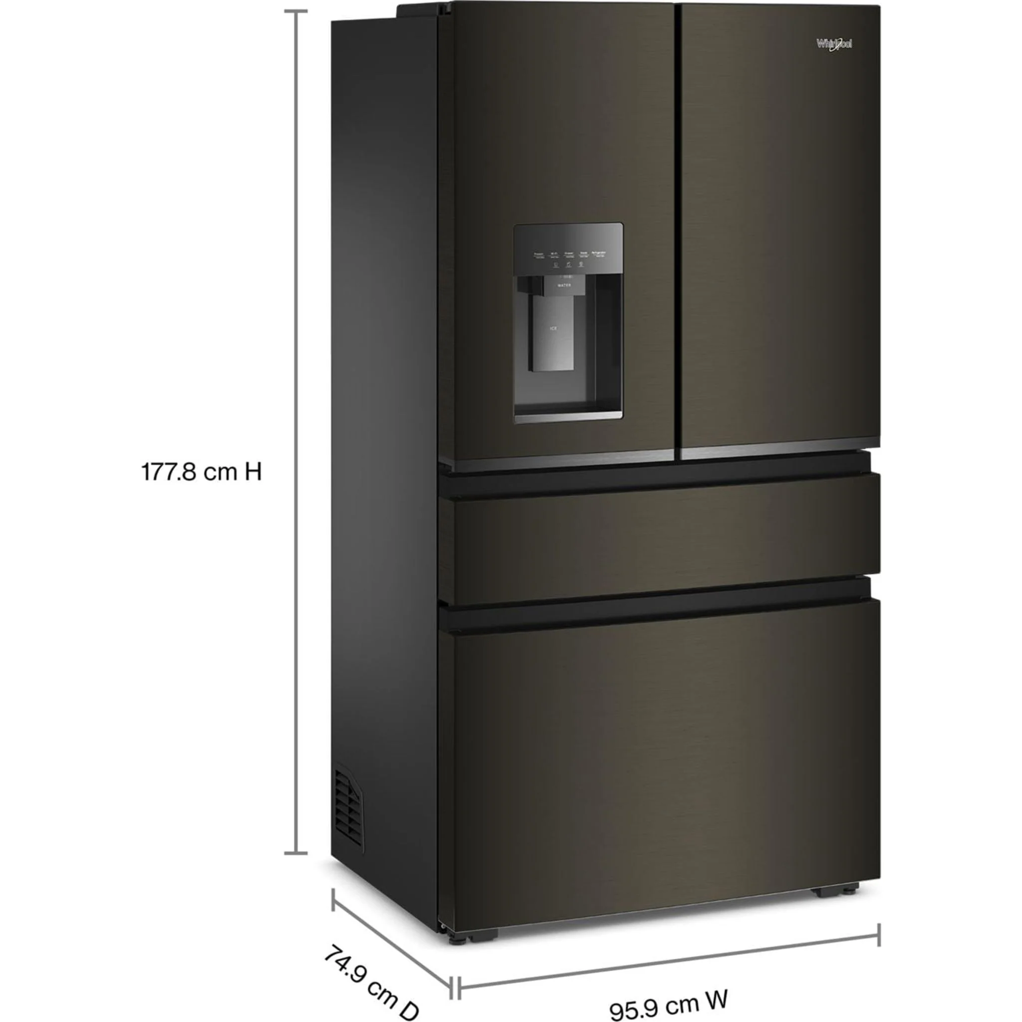 Whirlpool 36-inch Wide True Counter Depth 4-Door French Door Refrigerator - 22 cu. ft. -Black Stainless Finish (WRMC5036RV) - Image 4