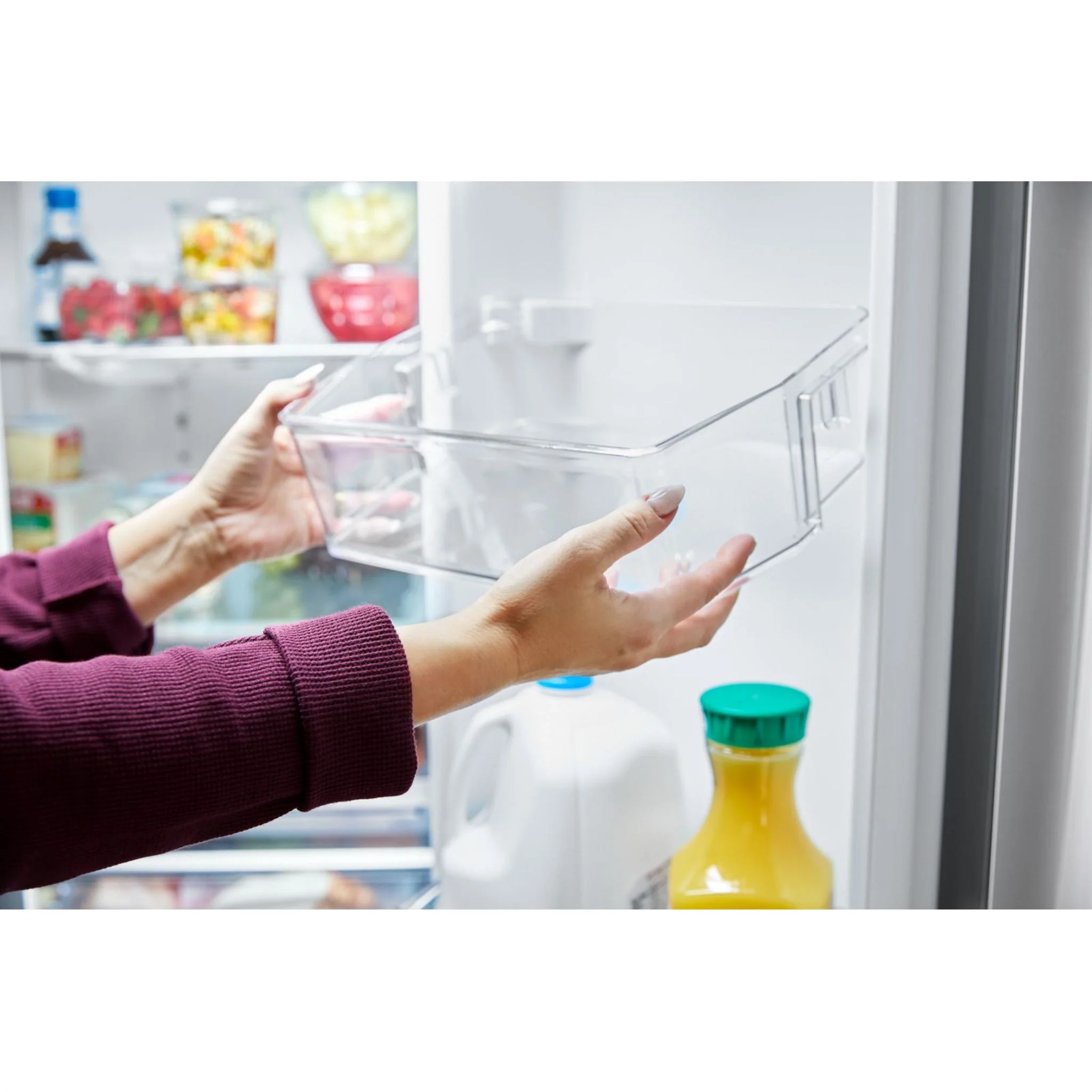 Whirlpool 30 Cu. Ft. Family-Sized Capacity French door refrigerator with Flexible Tempearture Drawer - Print Resist Blk Stnlss (WRMF3336SV) - Image 2