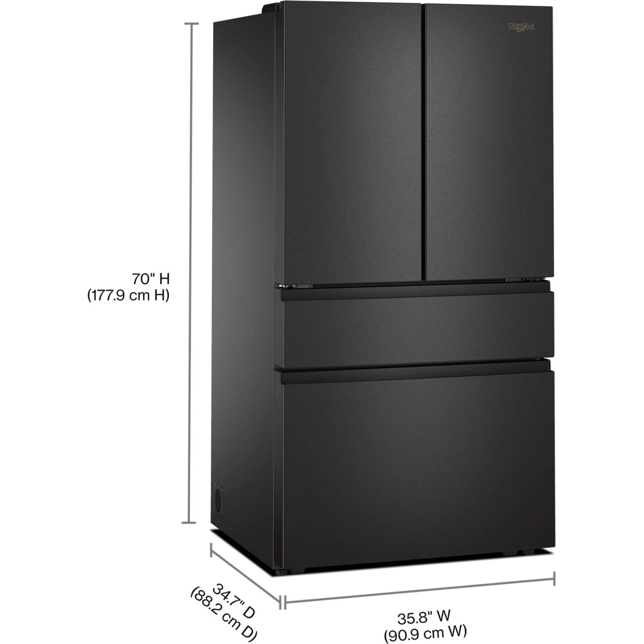 Whirlpool 30 Cu. Ft. Family-Sized Capacity French door refrigerator with Flexible Tempearture Drawer - Print Resist Blk Stnlss (WRMF3336SV) - Image 3
