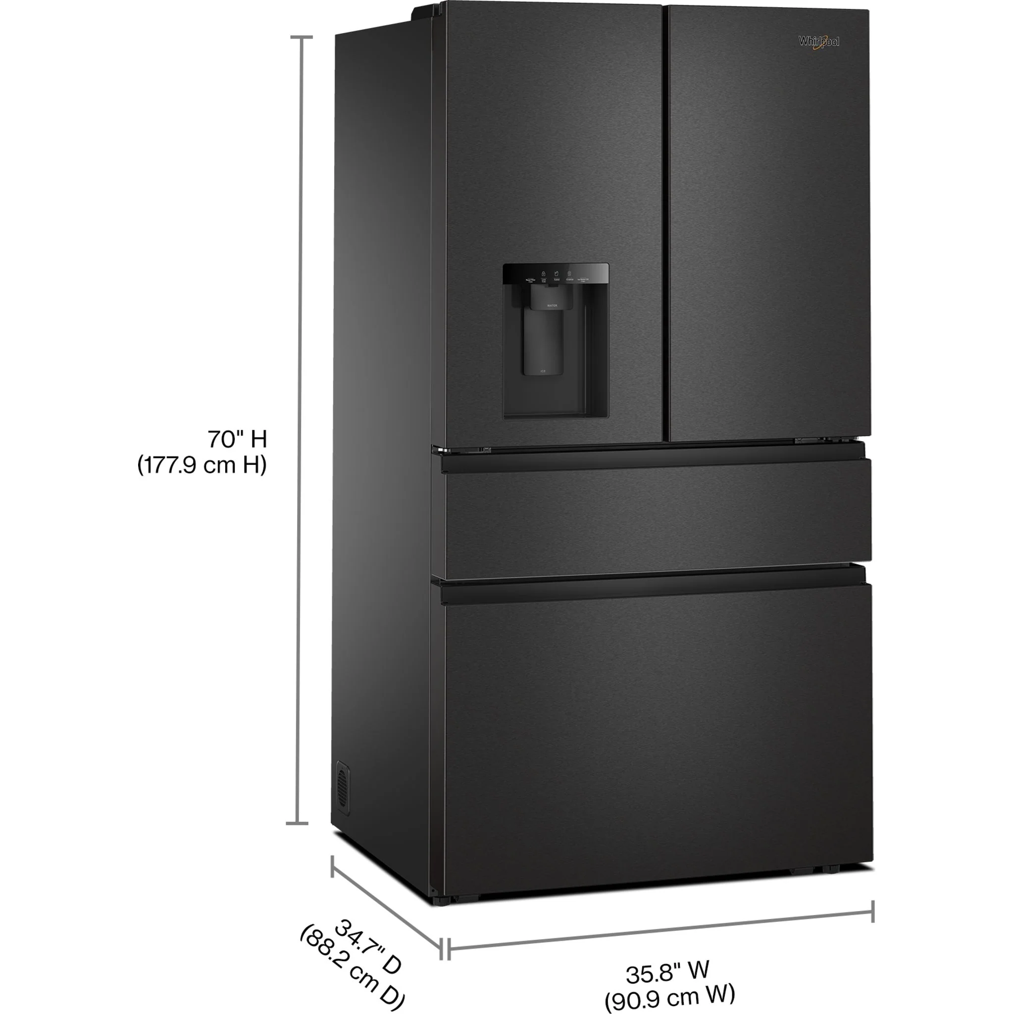 Whirlpool 29 Cu. Ft. Family-Sized Capacity French door refrigerator with Flexible Temperature Drawer - Print Resist Blk Stnlss (WRMF3536SV) - Image 4