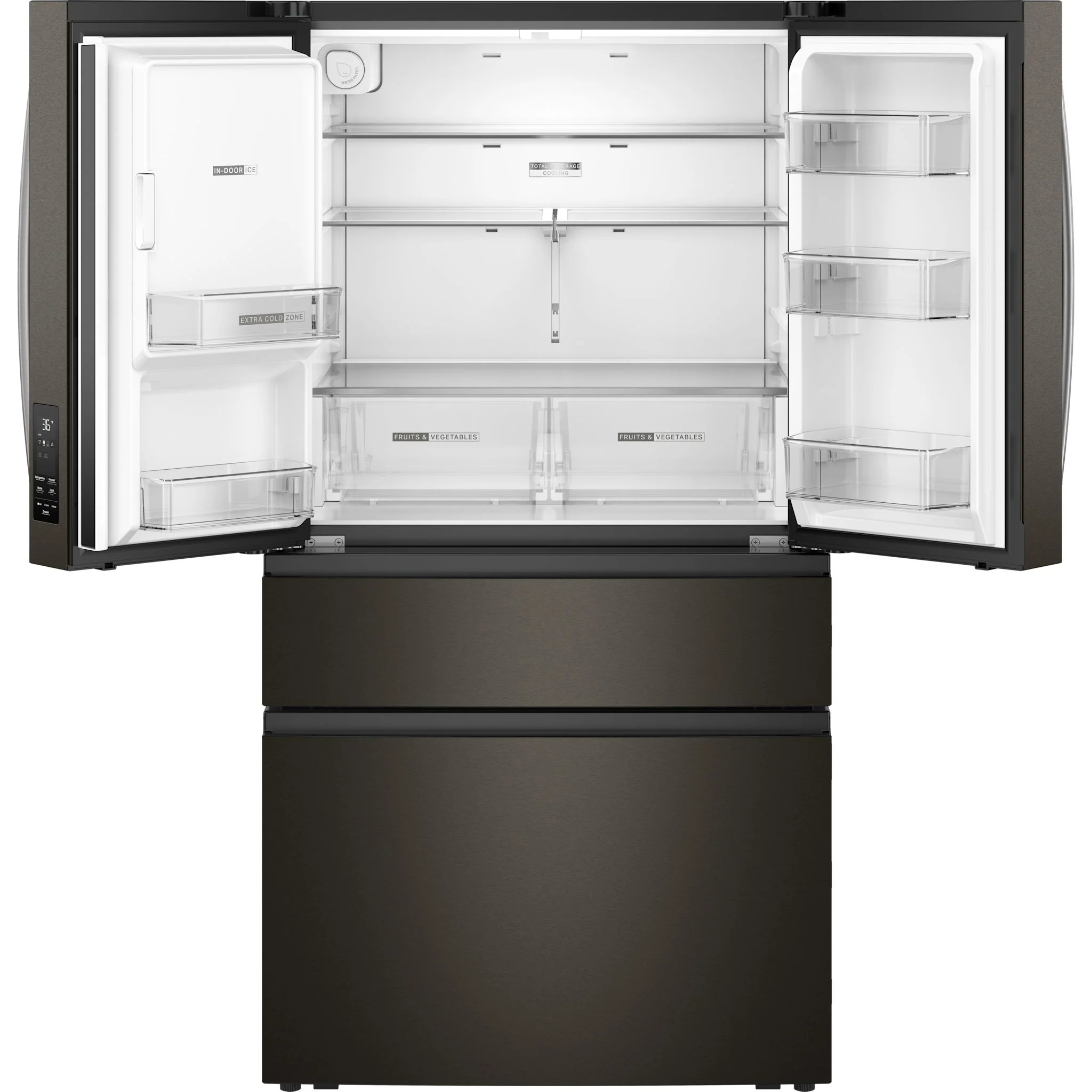 Whirlpool 29 Cu. Ft. Family-Sized Capacity French door refrigerator with Flexible Temperature Drawer - Print Resist Blk Stnlss (WRMF3636SV) - Image 5